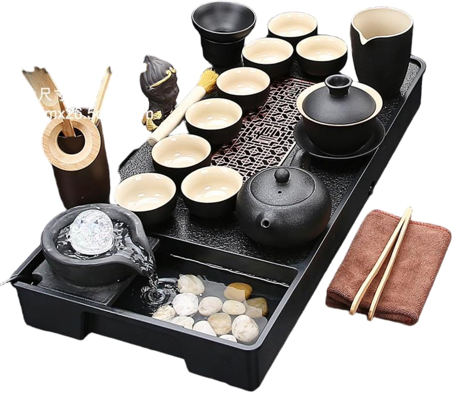 MOYEE 汝窑 Chinese Gongfu Tea Set,Home,Gifting and Office 套装流水茶盘 Chinese Gongfu Tea Tray 陶瓷茶壶整套茶杯高档家用喝茶中式茶海 A114