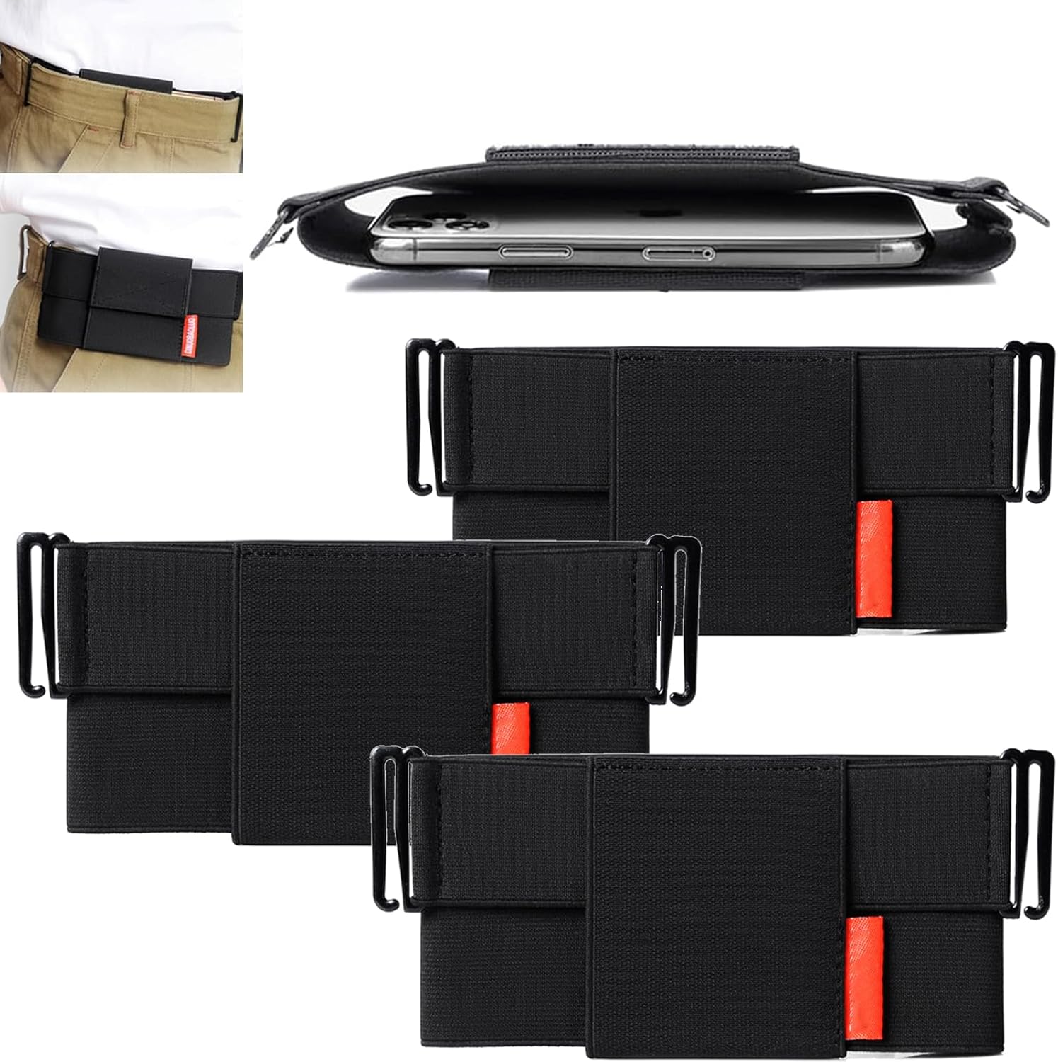 Elastic Waist Phone Bag, 2024 New Money Belt for Travel for Men Hidden, Elastic Running Waist Fanny Pack, Ultra-Slim Adjustable for Running Walking Cycling Camping Gym (Small-3)