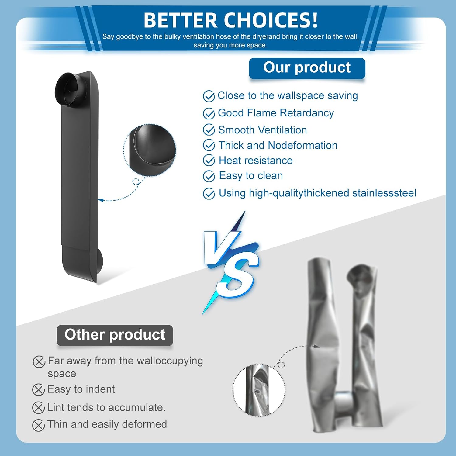 Upgraded 25-55 in Adjustable Periscope Dryer Vent for Whirlpool Dundas Jafine Lambro for LG/Samsung | Genuine OEM Telescoping Vent Kit Suitable for all 4in outlets dryer vent