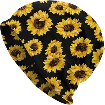 Flower Beanie for Women Men, Warm Soft Stretch Knitted Beanies Hat Slouchy Chemo Cap Cancer Headwear Gifts