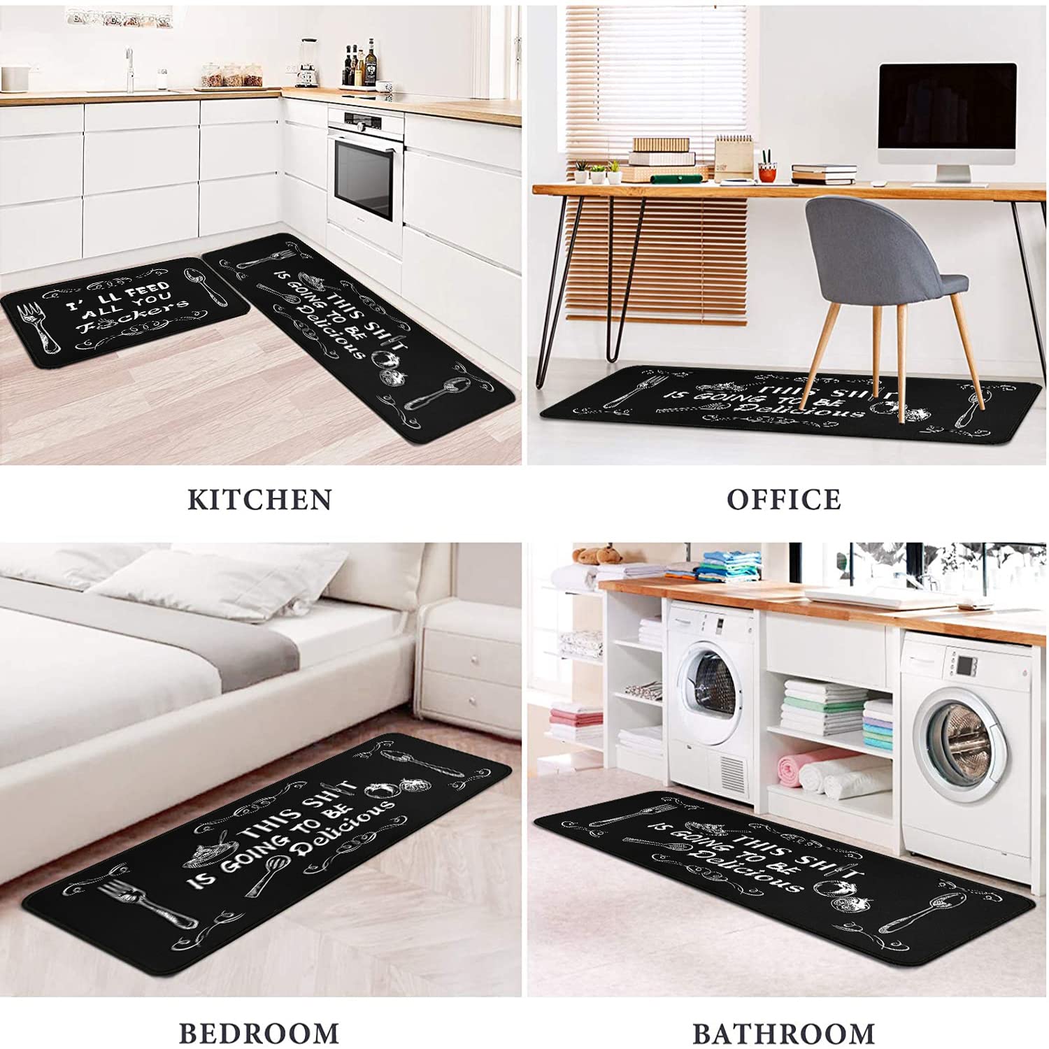 Black Kitchen Rugs And Mats Non Skid Washable, Jordan
