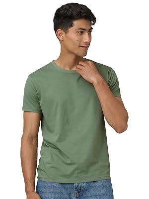 XYXX Men's Cotton Solid Regular Fit T Shirt (Xy_Cr15_Tshirt_1_Sage Green)