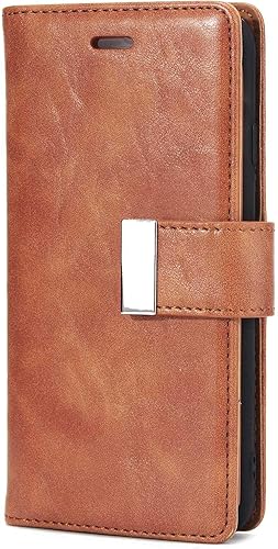 iPhone Plus Plus HA lle  DENDICO LederhA lle Flip HA lle StA nder Tasche SchutzhA lle fA r Apple iPhone Plus Plus Bumper Brieftasche mit Kartenfach Braun