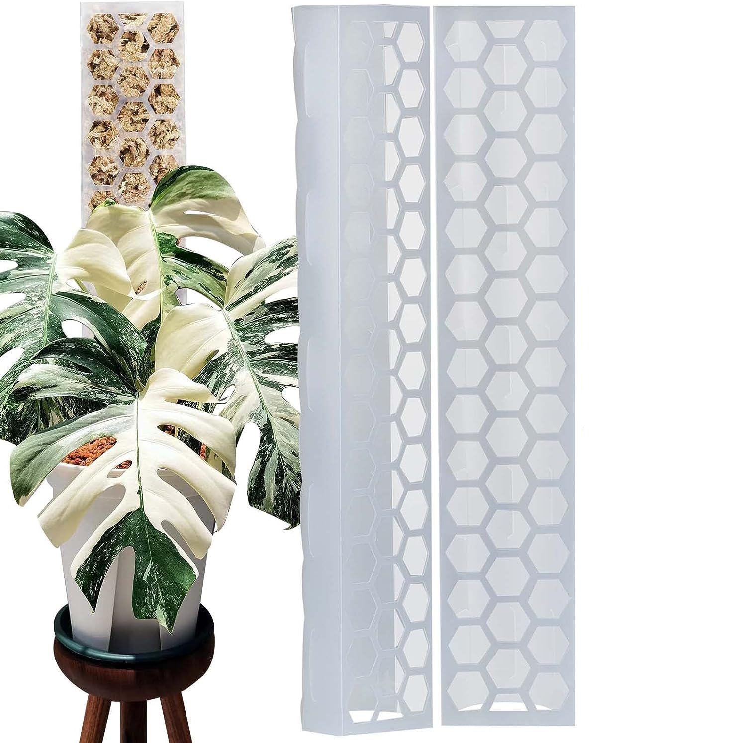 YHRY 2 Pcs Plastic Moss Pole, Plant Stakes Extending for Training Indoor Climbing Plants, Monstera to Grow Upwards, Unique Design, Use Plant Support Poles Work with Sphagnum Moss