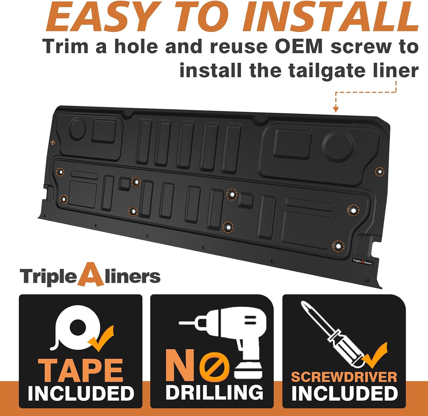 TripleAliners Tailgate Mat Compatible with 2023-2026 Ford Super Duty F250/F350/F450 Accessories, Tailgate Cover Custom Fit All Weather Protection Pickup Liner, Not Fit Optional with Tailgate Step