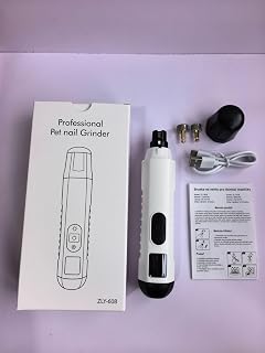 Nail Grinder with LED Light, 5 Speeds, 40-45 dB Quiet Trimmer for Small, Medium, Large Pets, USB Rechargeable Nail Grinder with LCD Display, Abrasive Bit, Type-C Charging, Safe Paws Grooming