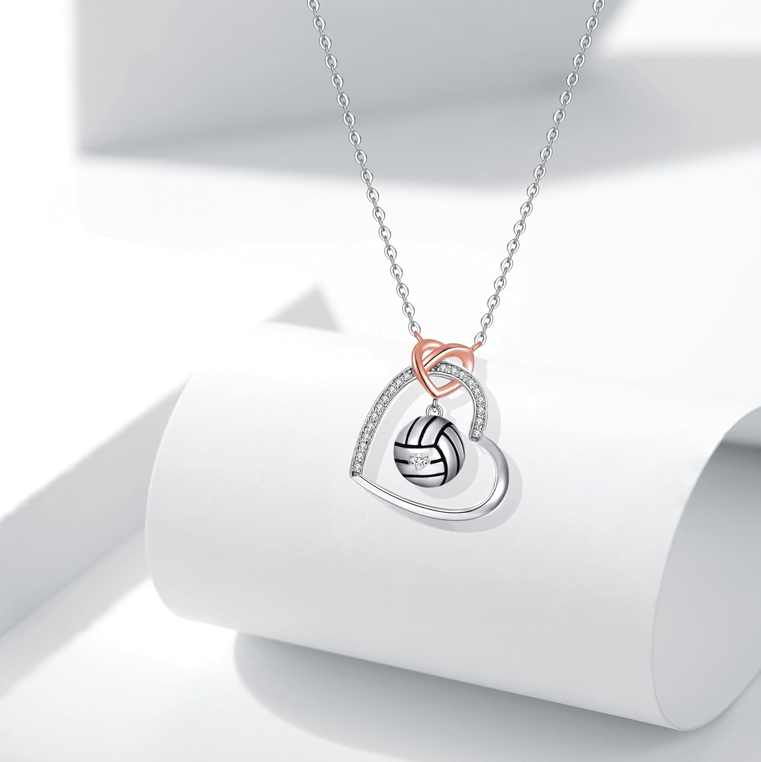 Volleyball Necklace 925 Sterling Silver Volleyball Jewelry Volleyball Pendant Birthday Gifts for Mom Mother Daughter Women - Image 3