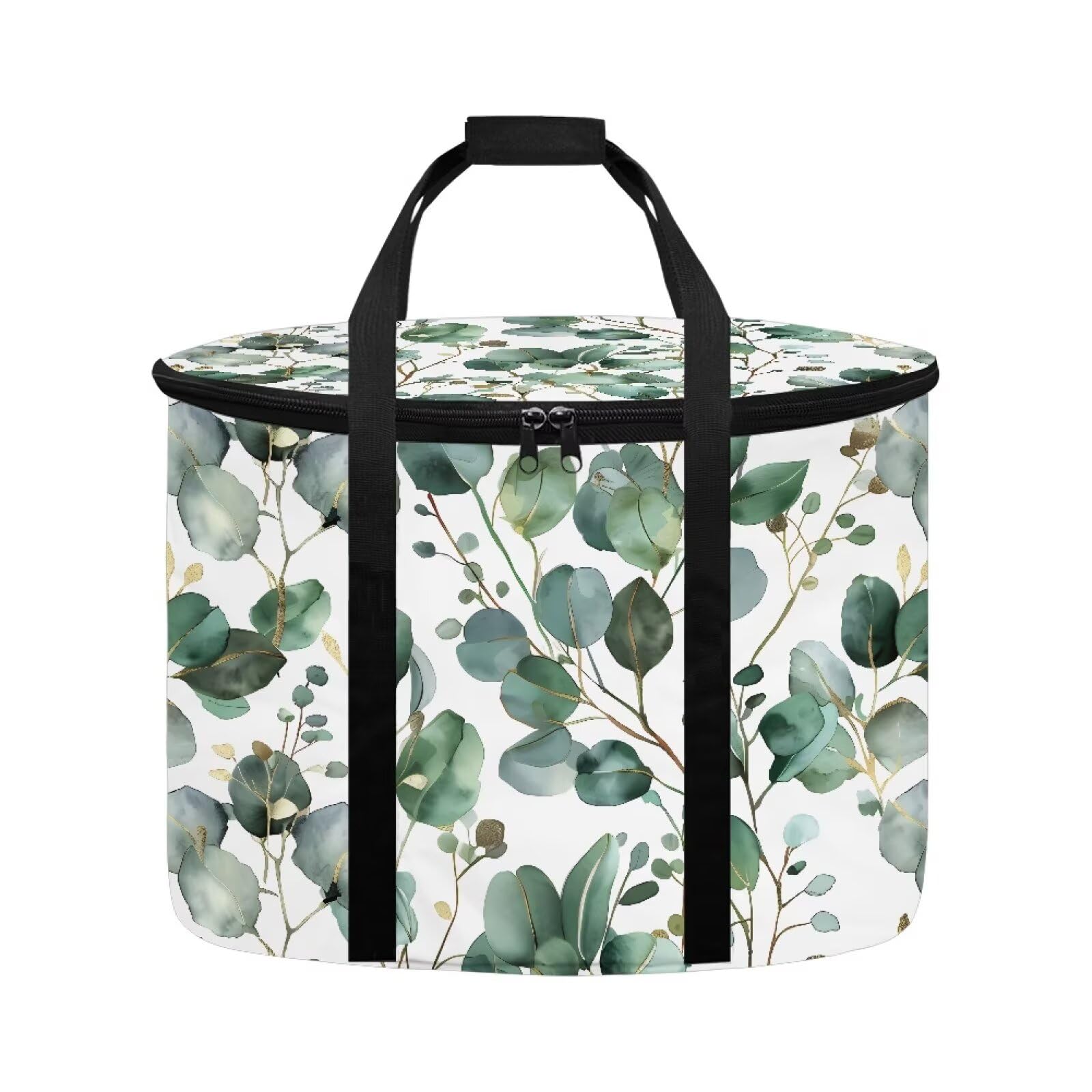 Cozeyat Green Leaves 2 Layer Slow Cooker Carrier, Compatible with 6, 7, 8 Quart Crock-Pot, Insulated Large Slow Cooker Travel Bag for Family Gathering Potluck Picnic, Gift for Women