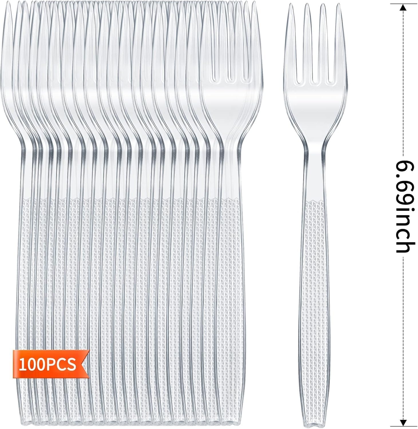 100 Count Extra Heavy Duty Disposable Clear Plastic Forks,BPA-Free,Heat Resistant,Premium Durable Plastic Cutlery for Parties, Picnics, Big Event, Daily Use - Image 2
