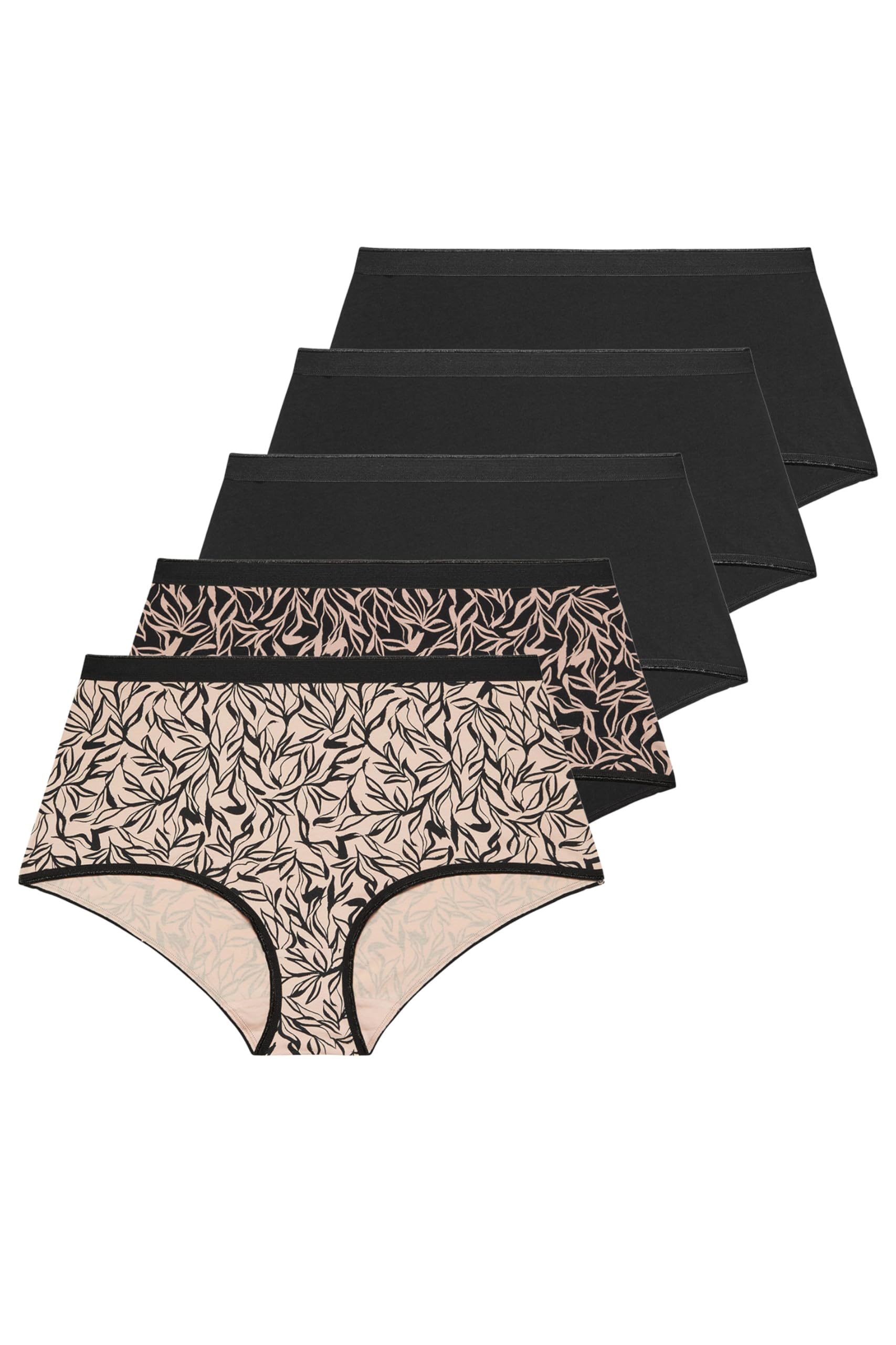 Yours Women's Multicolor 5 Pack Leaf Print Full Briefs | Size: 38-40