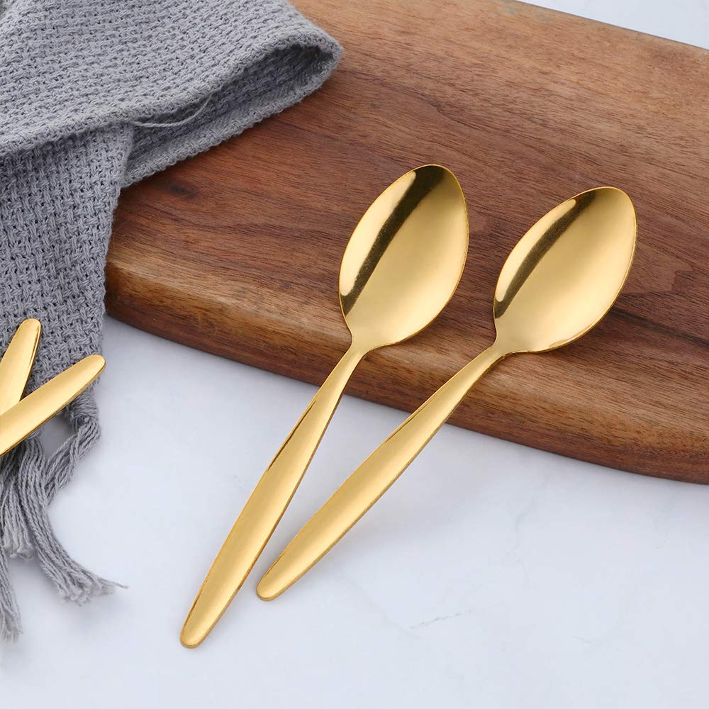 Łyżki do espresso ze stali nierdzewnej, zestaw 12 mini łyżeczek do kawy na deser, herbatę, przekąskę, małe, 11,5 cm, złote łyżki, kolekcja ekonomiczna