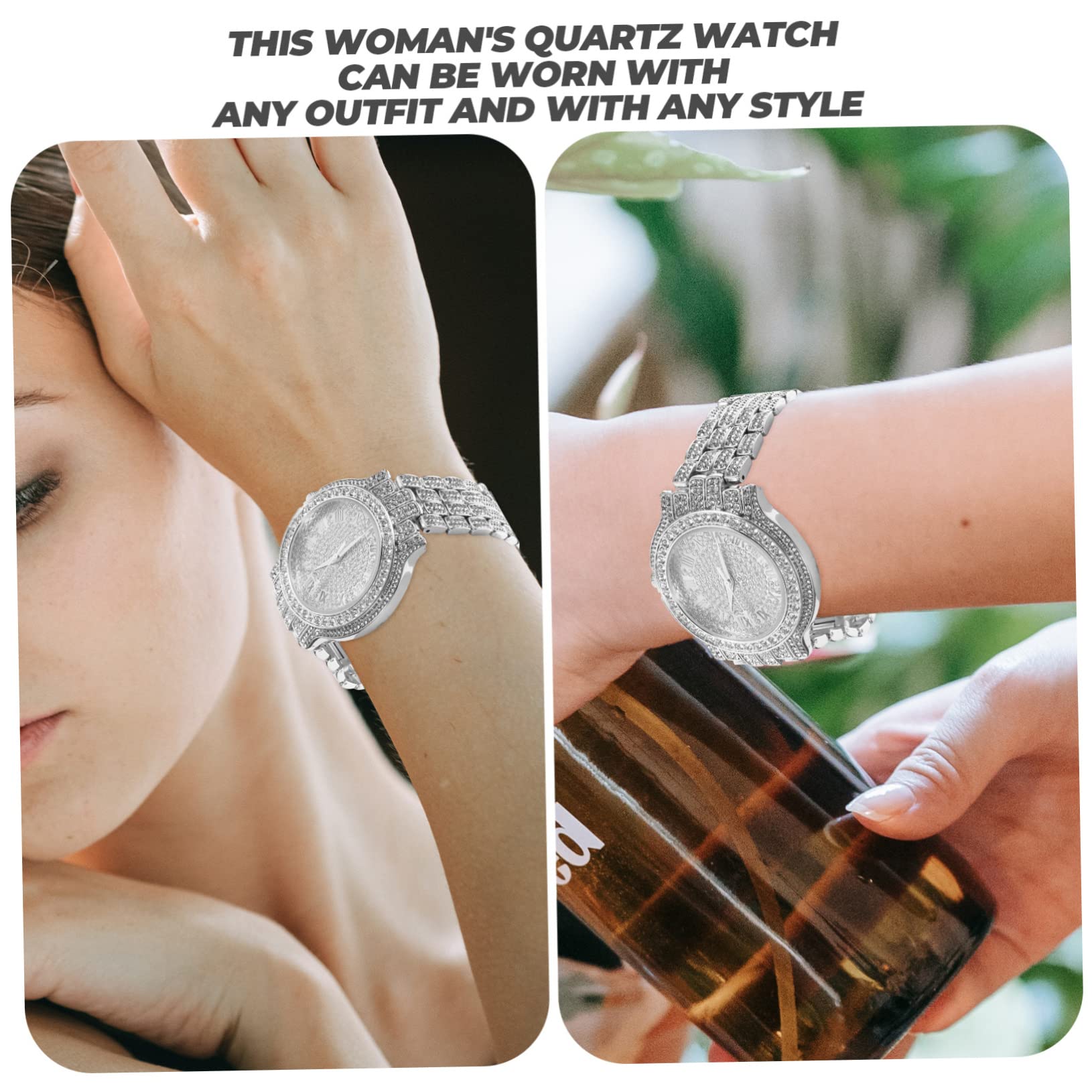 2stücke Damen Armbanduhr Mit Strasssteinen Elegantes Design Analoge Quarzuhr Für Freizeit Schule Party Und Besondere Anlässe Hochwertige Verarbeitung Komfortables Tragegefühl