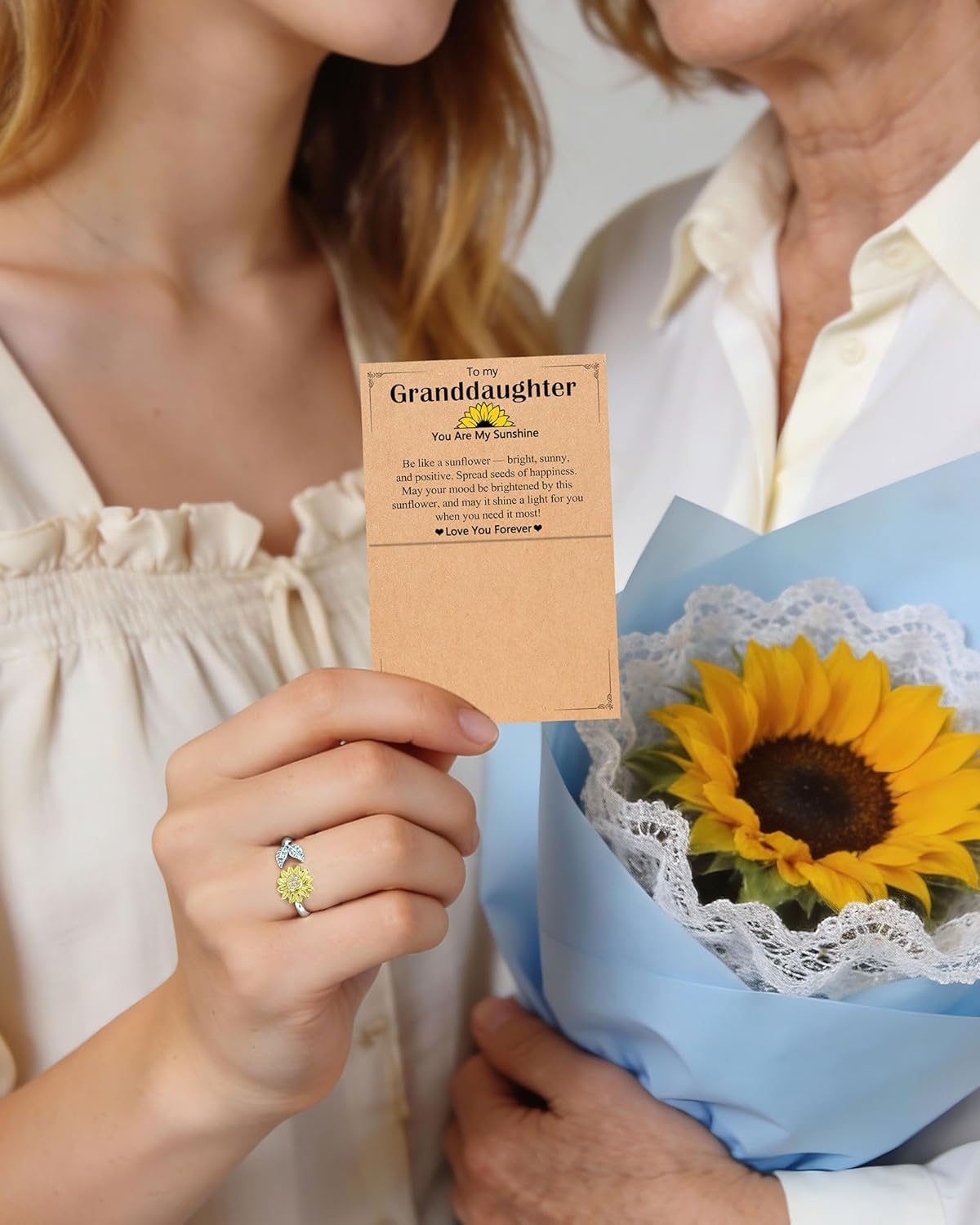 Valentines Gifts for Teen Girls Cute Sunflower Adjustable Ring Trendy Stuff for Teen Girls & Women Birthday Gifts - Image 3