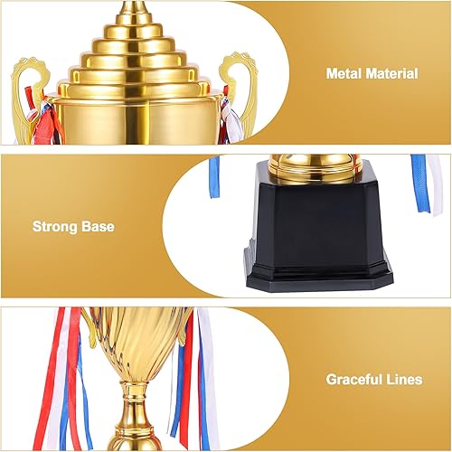 Miniatura 4 de Caydo Copa de trofeo ganadora de oro de 14.6 pulgadas con bolígrafo dorado para niños y adultos para eventos deportivos, competiciones, torneos