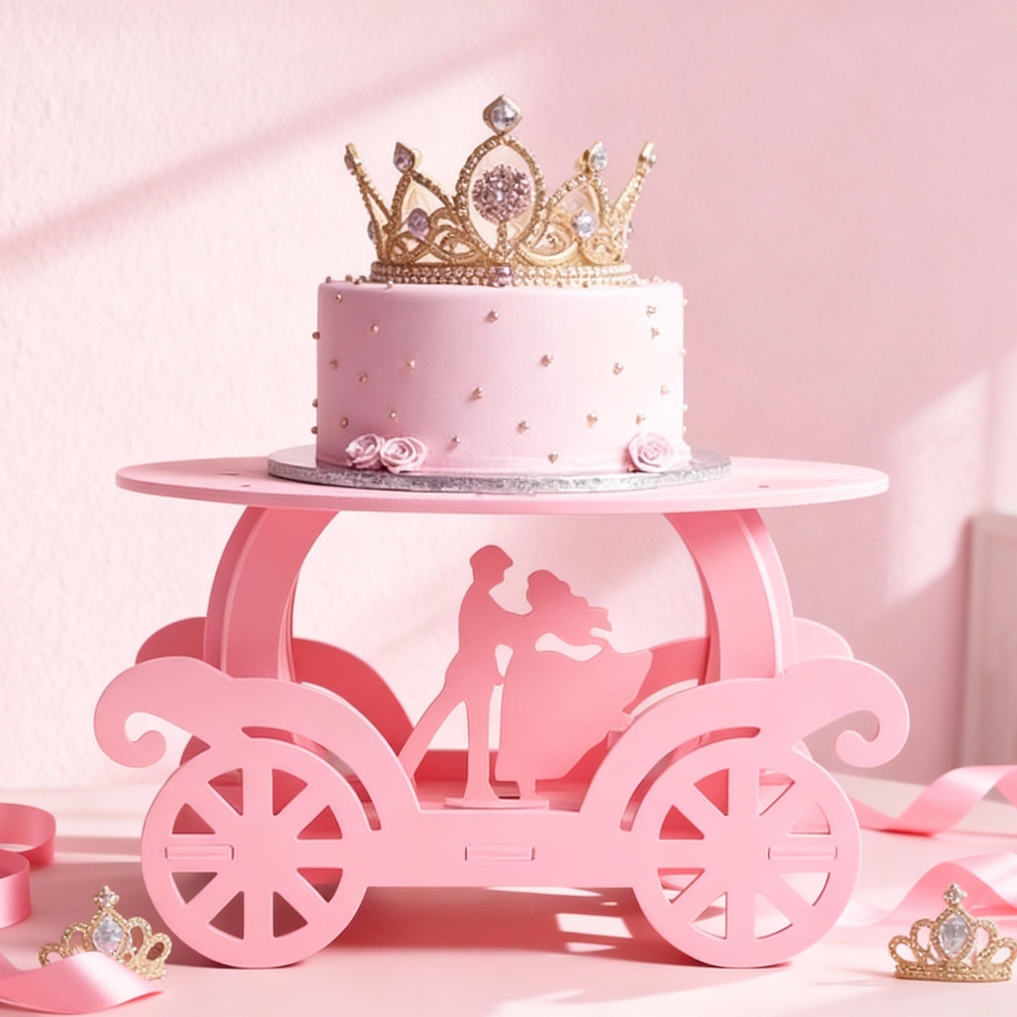 Centre de table pour mariage et anniversaire avec support gâteau rose