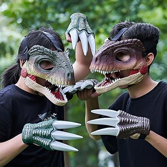 Namvo Dino Mask Moving Jaw, Hard Plastic Dinosaur Mask with Realistic Dinosaur Scream, Funny Face Mask for Halloween, Parties & Gatherings, Unisex, 8+