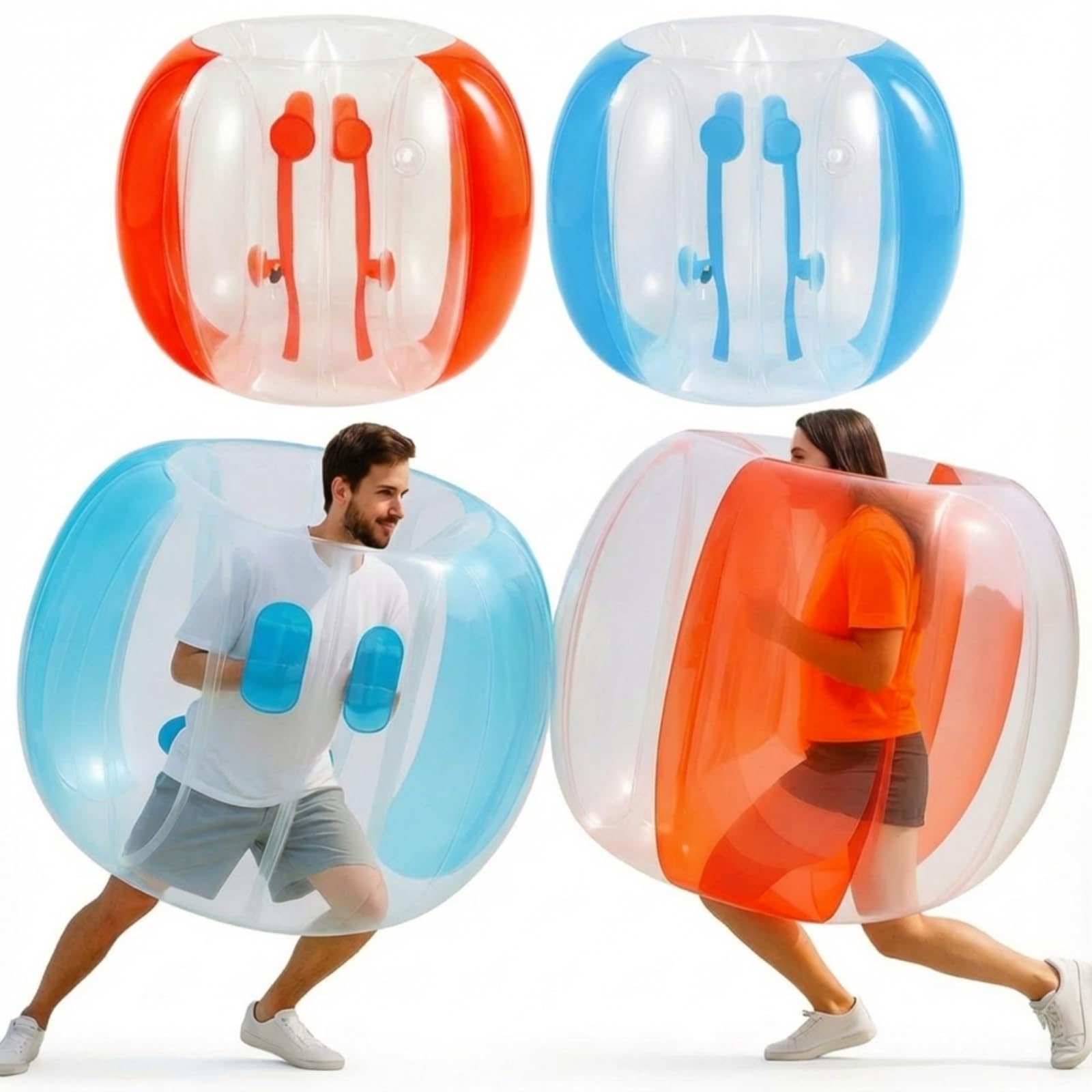 Photo 1 of Silipull 2 Pcs 48 Inch Bumper Sumo Ball for Adults Inflatable Bounce Body Zorb Ball for Outdoor Team Gaming Play Bumper Bopper Balls for Garden, Yard, Park (Red, Blue)