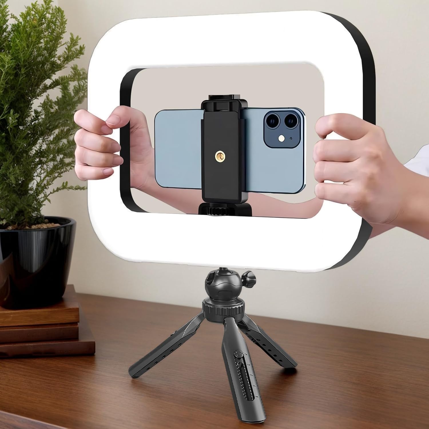 Ring Light Tripod - Extendable Selfie Stick Stand with Light | Adjustable Mount Holder with Lightweight Design, Phone Accessory for Vlogging, Video Recording, Photography, Live Streaming 11.61x8.58in