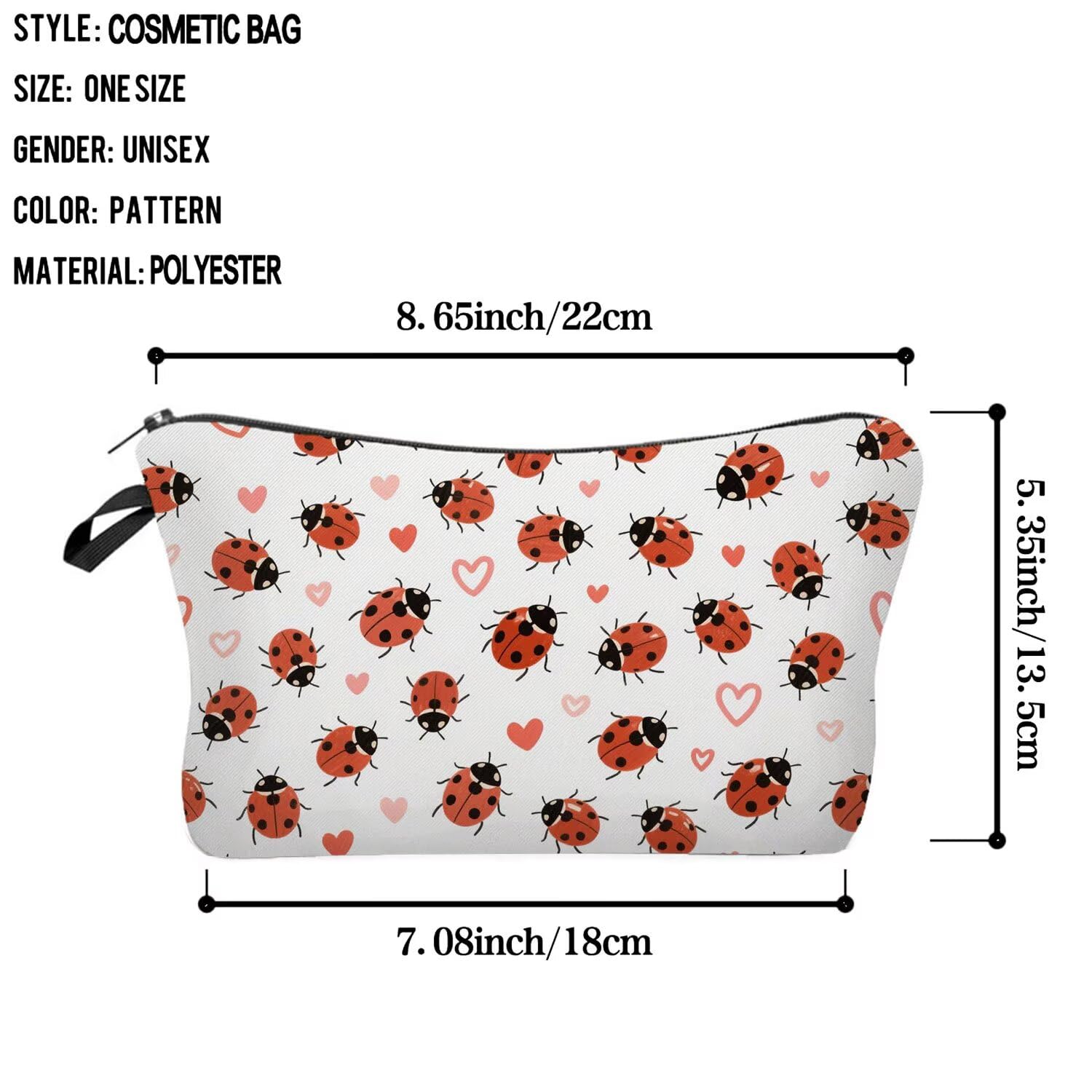 Livel lhood Ladybug Makeup Bag Cute Small Makeup Organizer Bag Travel Toiletry Zipper Pouch Love Cosmetic Bag Gift for Women