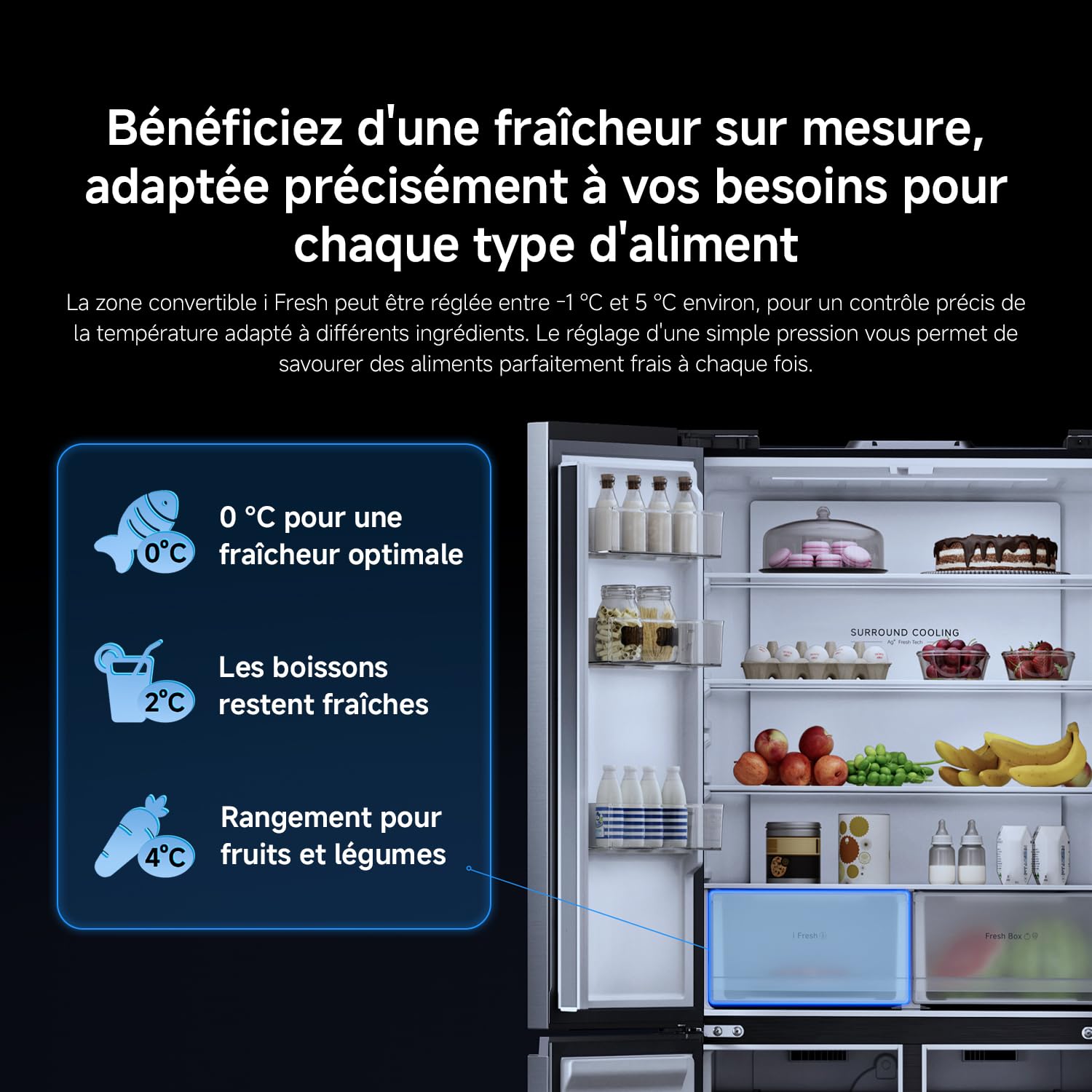 XIAOMI Mijia Réfrigérateur Multi-portes 502L, No Frost, Zone convertible i Fresh, Ag⁺ Antibactérien, Dual Inverter, Contrôle Intelligent, Faible Niveau Sonore, Argent, W852×D600×H1912 mm