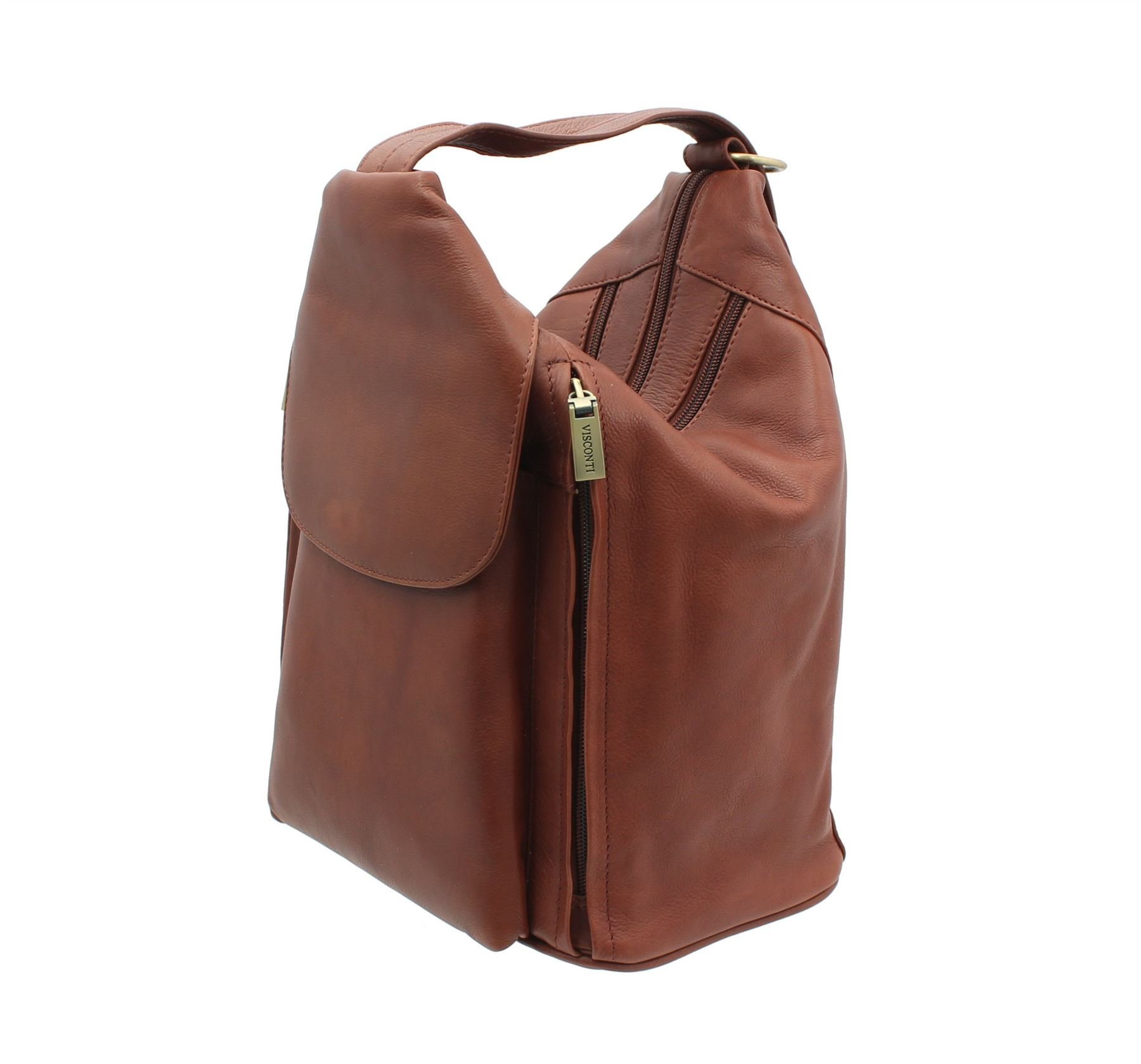 VISCONTI - Bolso Mochila de Mujer - Piel Auténtica - Multibolsillos - Pequeña - Correas Ajustables - Danii 18357