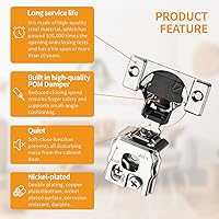 Vista 5 de Chibery: paquete de 10 bisagras de cierre suave de 1-1/4" con superposición 4D para puerta de marco frontal, control de velocidad de cierre