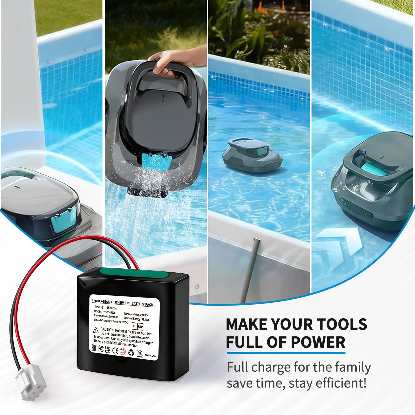 Ersatzakku für den kabellosen Poolreiniger Aiper Scuba SE 3000 mAh/32,4 Wh