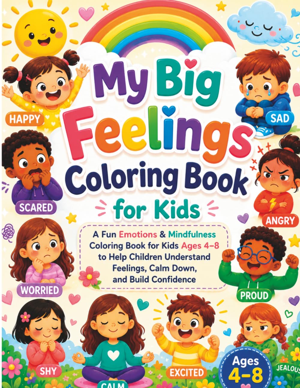 My Big Feelings Coloring Book for Kids: A Fun Emotions & Mindfulness Coloring Book for Kids Ages 4–8 to Help Children Understand Feelings, Calm Down, and Build Confidence