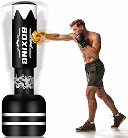Saco de pancadas em pé de 188 cm para adultos, bolsa pesada de boxe com base de elevação atualizada, bolsa de chute inflável Muay Thai para treinamento MMA Taekwondo