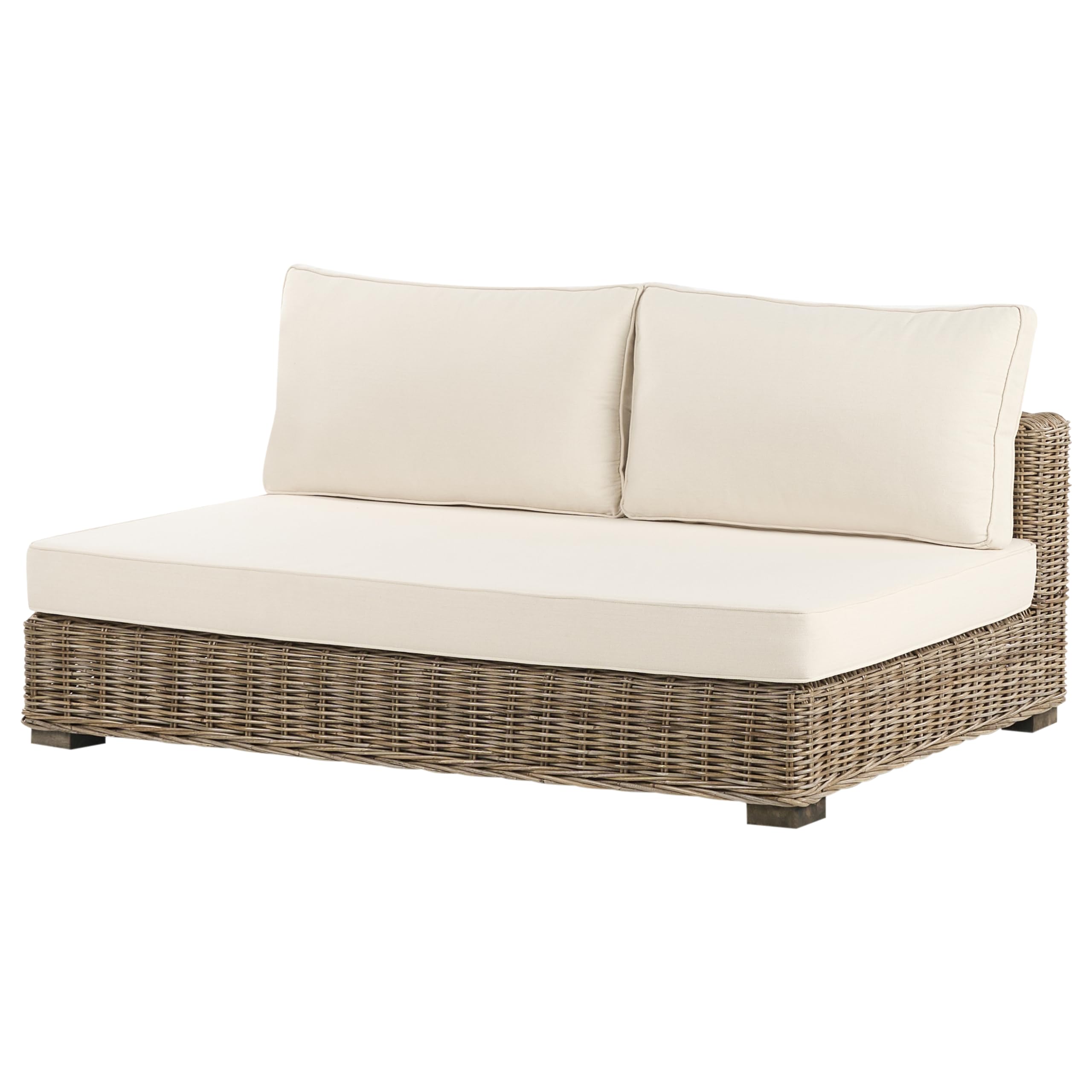Lounge Set Rattan grau 4 Personen rechtsseitig Auflagen cremeweiß Varallo