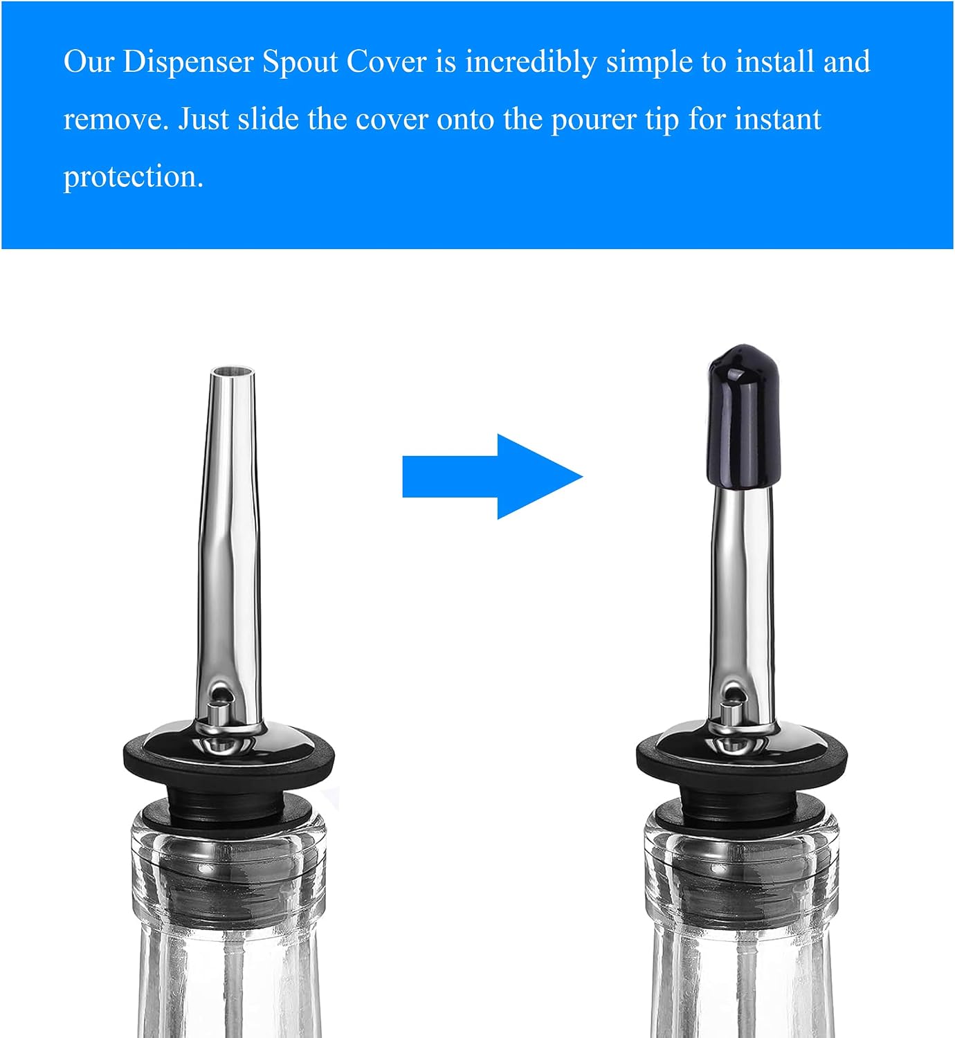 90 Pieces Liquor Pour Spout Covers Pourer Rubber Dust Covers Wine Liquor Bottle Pourer Cover Bottle Dispenser Spout Cover Lexible Sealing for Liquors Olive Oil Bottles(Not Include the Spouts) Black