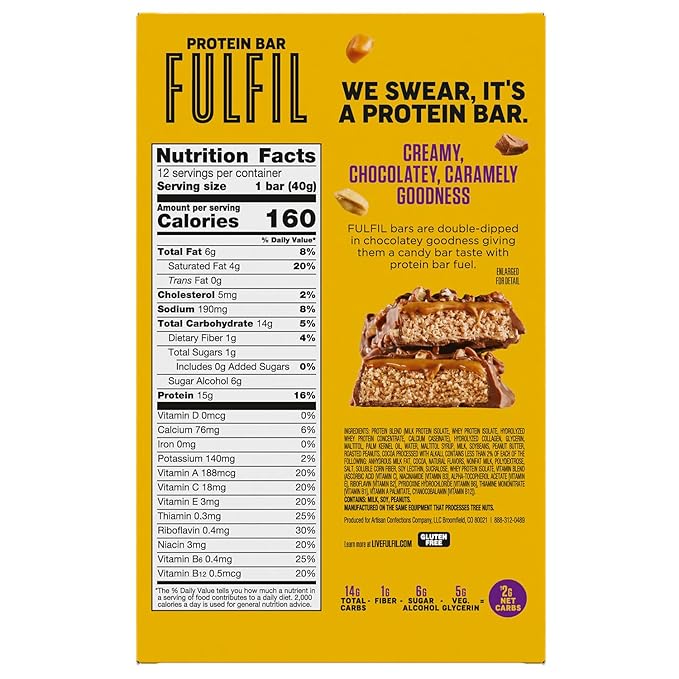 FULFIL Barras de Proteína, Chocolate Maní Caramelo, 12 Unidades miniatura 3