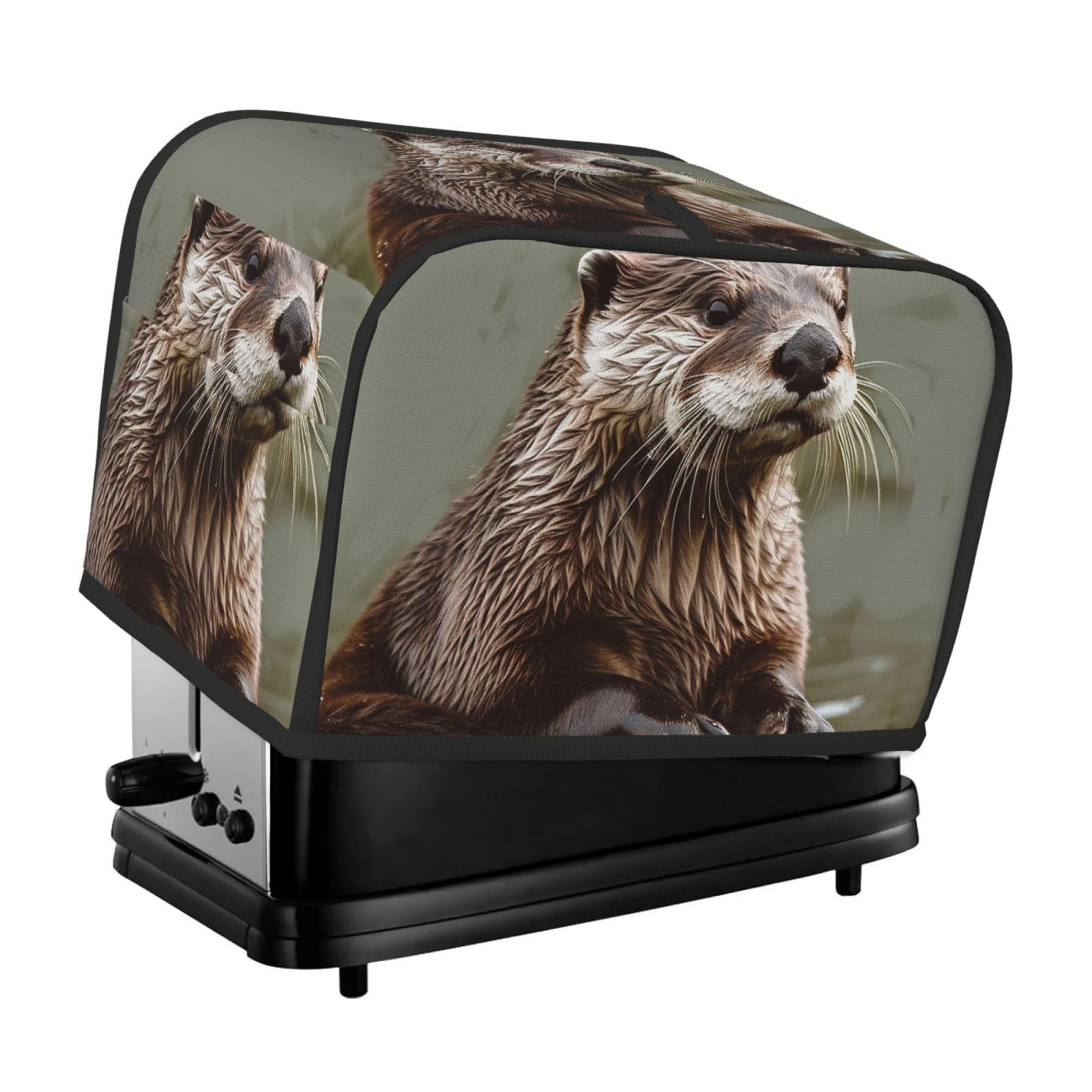 Fodpand Black Toaster Covers 2 Slice Otter Animal Bread Machine Cover Quilted Dustproof Toaster Cover Washable Bread Maker Protective For Kitchen Small Appliance