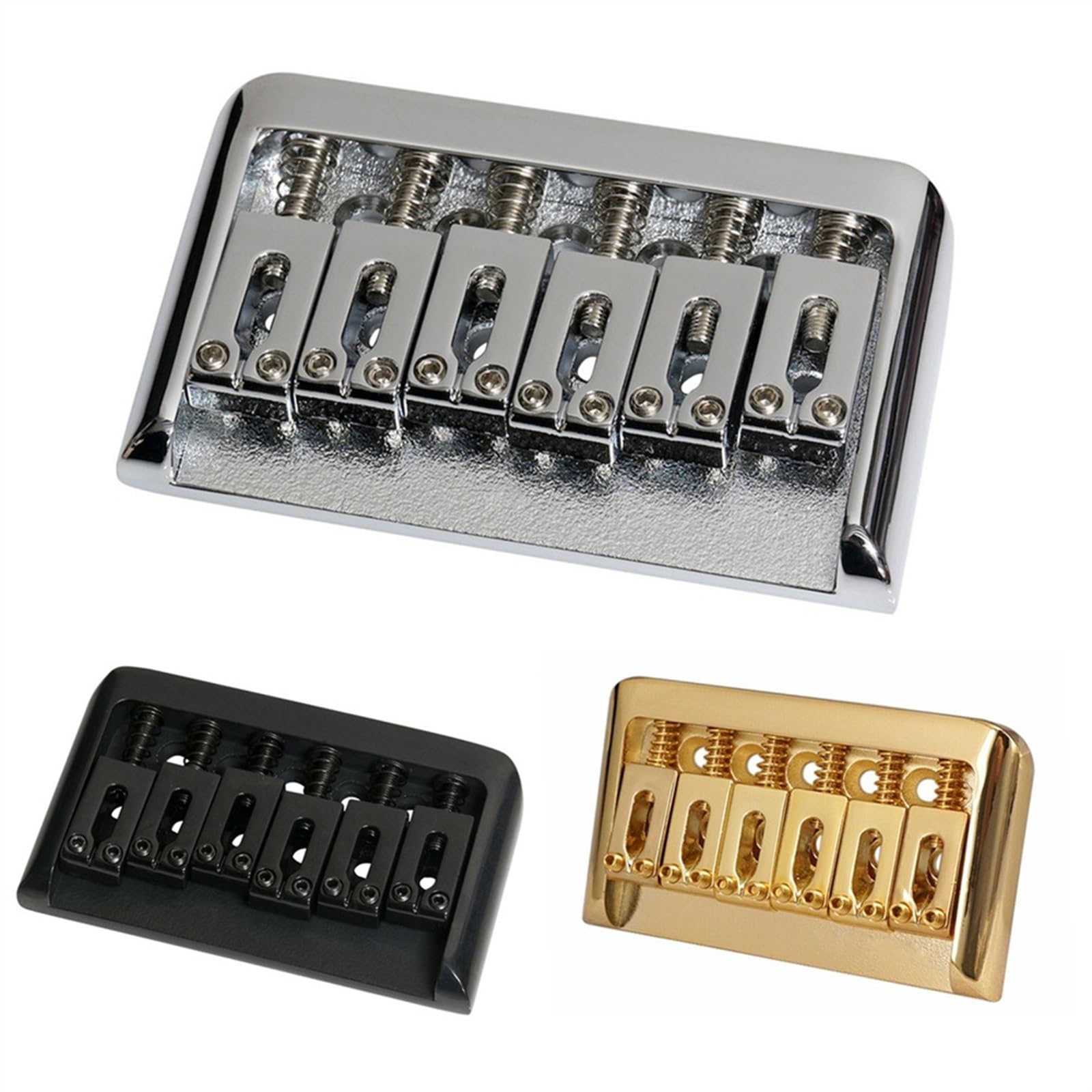 Juego De Puente Para Guitarra Eléctrica Sillín De Puente Rígido Para Guitarra, Piezas Rígidas Fijas Para Guitarra, Cromado/negro/dorado (Color : Black)