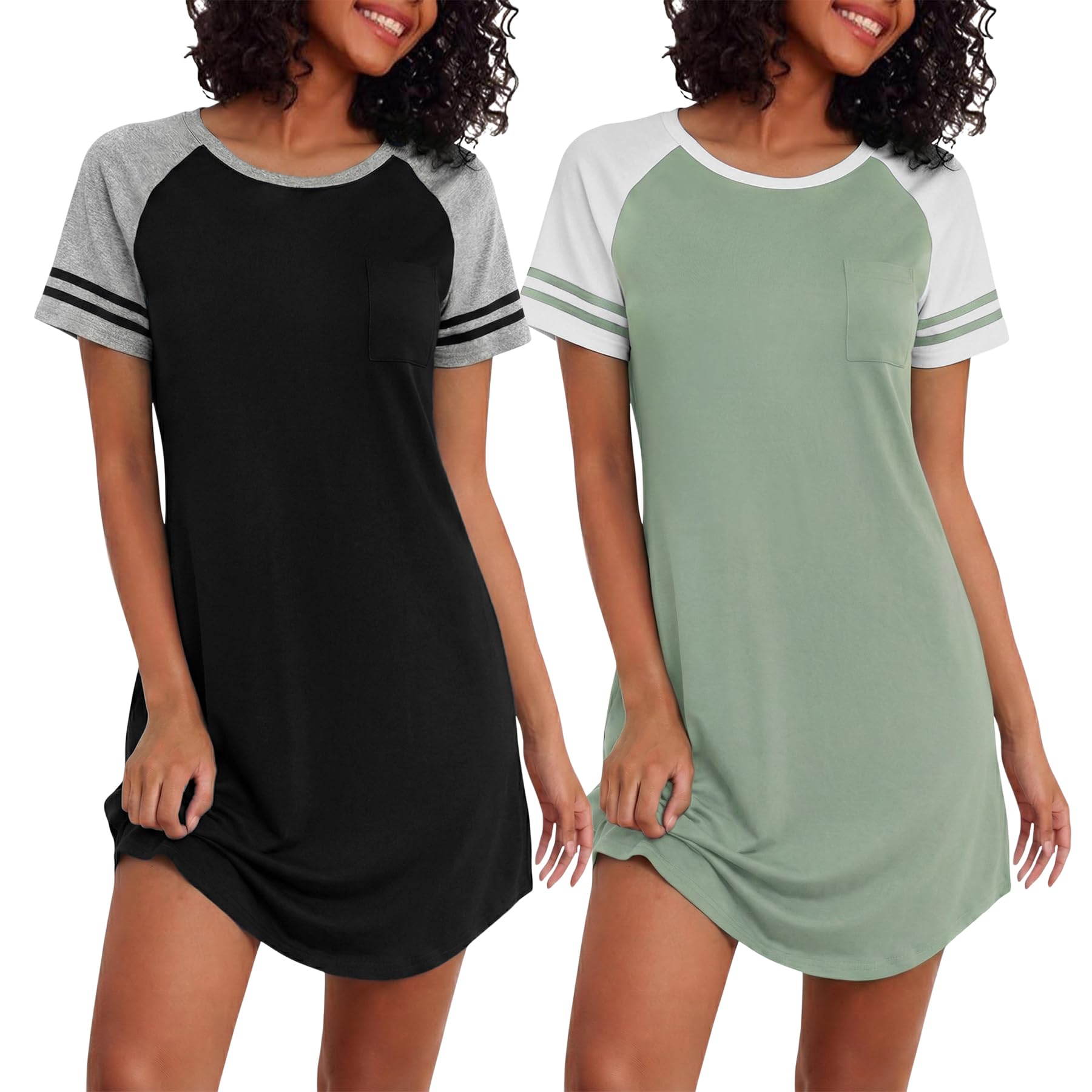 Marvmys Camicia da Notte Donna Cotone Estiva con Manica Corta