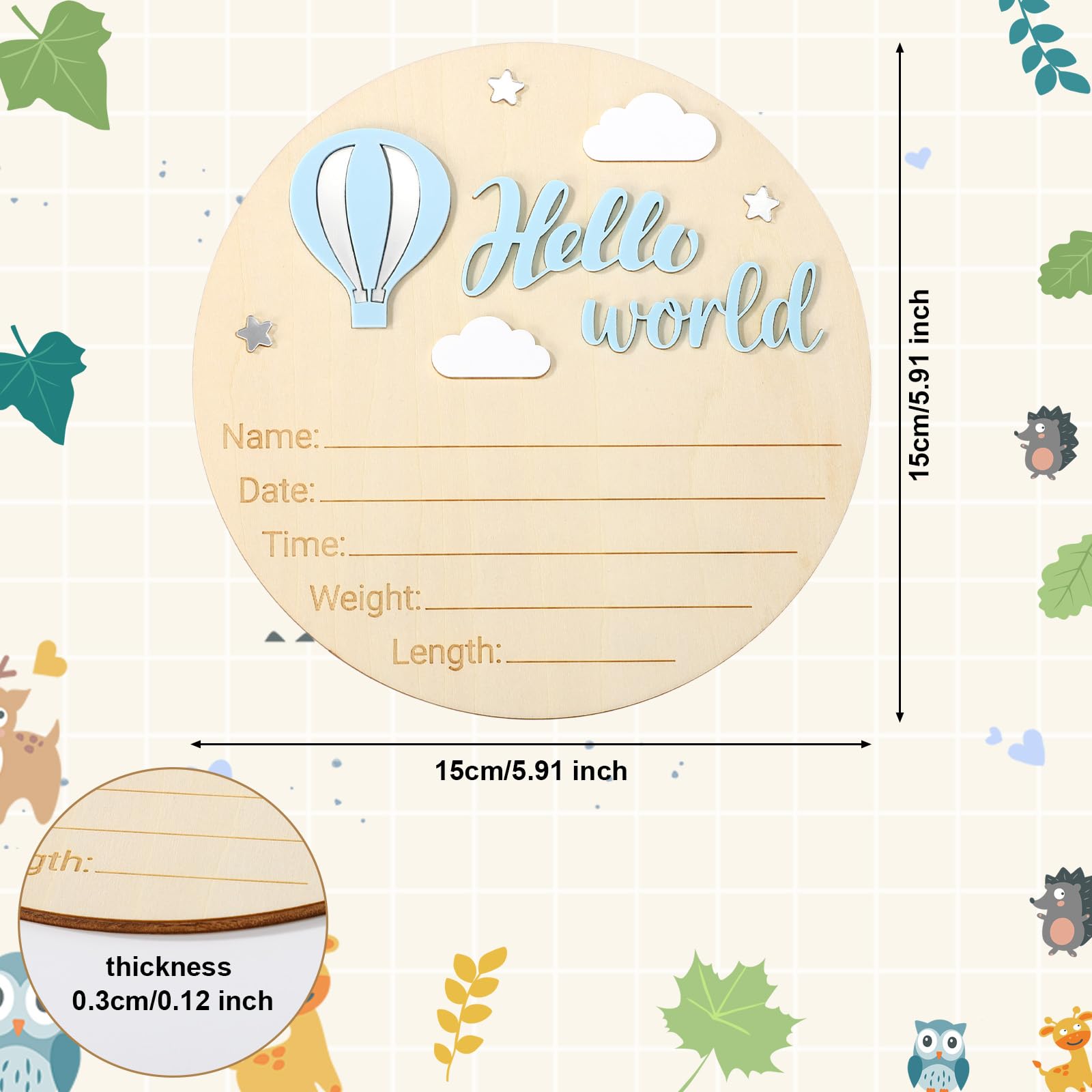 Panneau Bienvenue Bébé Bois, Panneau Hello World pour Garçons Filles Plaque Bébé Bienvenue pour Chambre d'Hôpital Décoration d'Intérieur Cadeaux Accessoires Photo