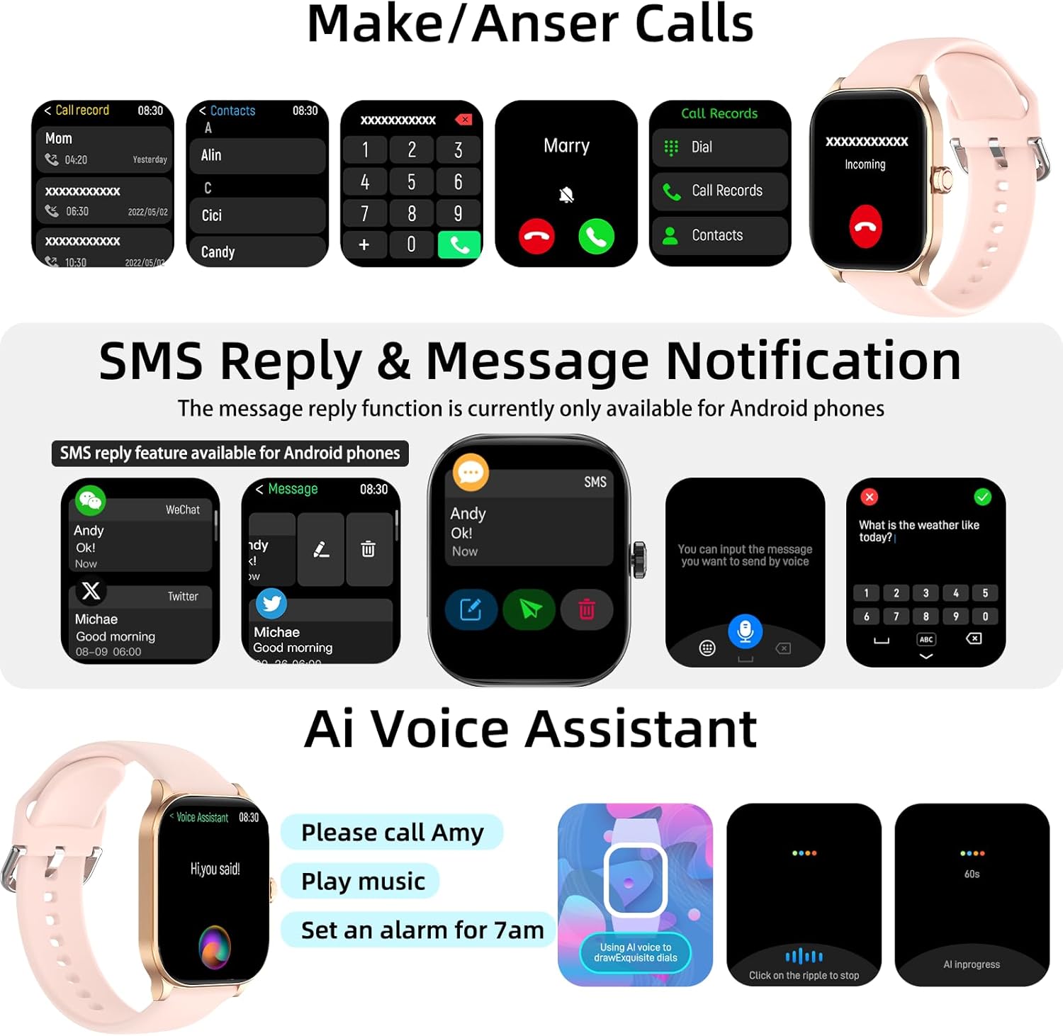 Smartwatch and phone app displaying heart rate, sleep tracking, and other health monitoring data.