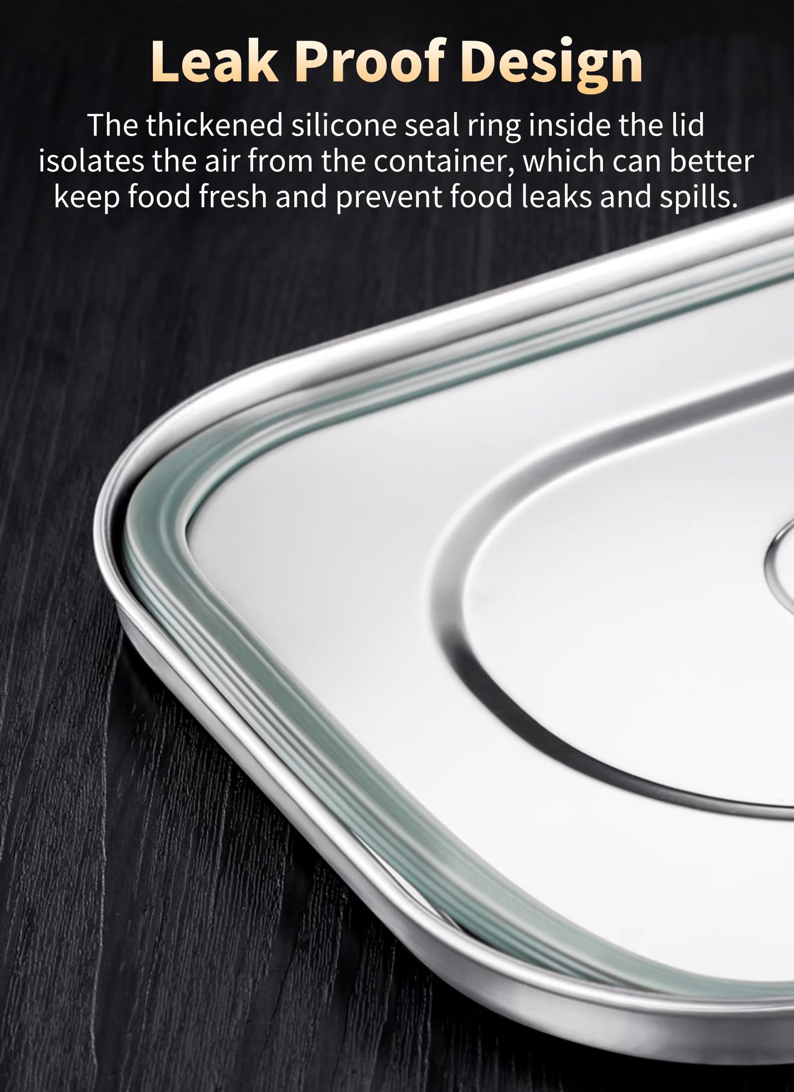 Diyeeni Pranzo Termico in Acciaio Inossidabile 304 con Coperchio Ermetico, Contenitore per Alimenti Antigoccia di Grande Capacità per Adulti, Design a Scomparti Quadrati, Lunchbo