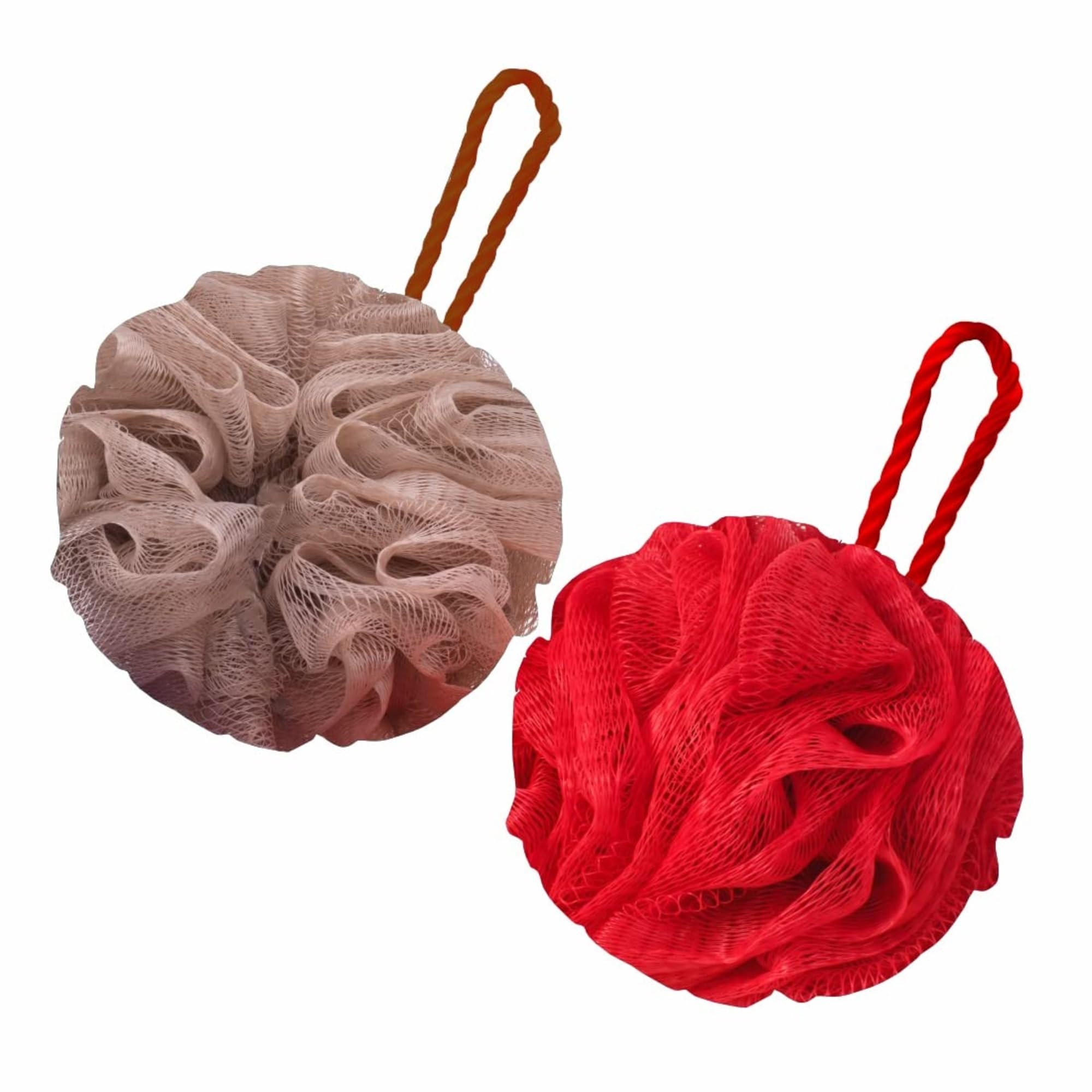 GUBB Lux Bath Sponge Loofah - Soft & Fluffy With Multiple Layers of Fibrous Matrix For A Fun Shower Time | Loufa/Luffa/Lufa/Poof/Pouf - Perfect Loofahs/Loofas for Men and Women | Bathing Scrubber For Body - 2 Loofahs - Pebble & Coral-image-45