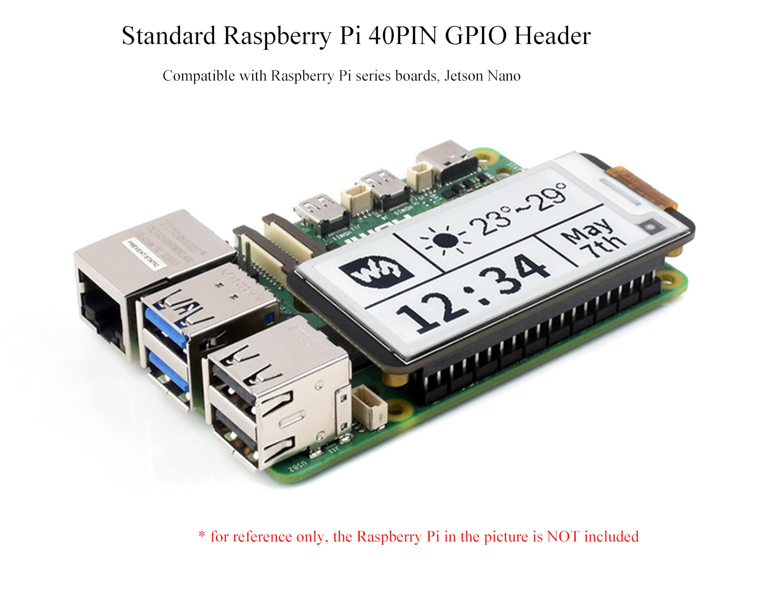 5,4 cm E-Paper HAT+ für Raspberry Pi 5/4B/3B+/3B/2B/A+/Zero W/WH/Zero 2W/Jetson Nano, E-Ink Display HAT+ Standard 250x122 Pixel SPI Interface mit Pwnagotchi Tutorial Support Partial Refresh