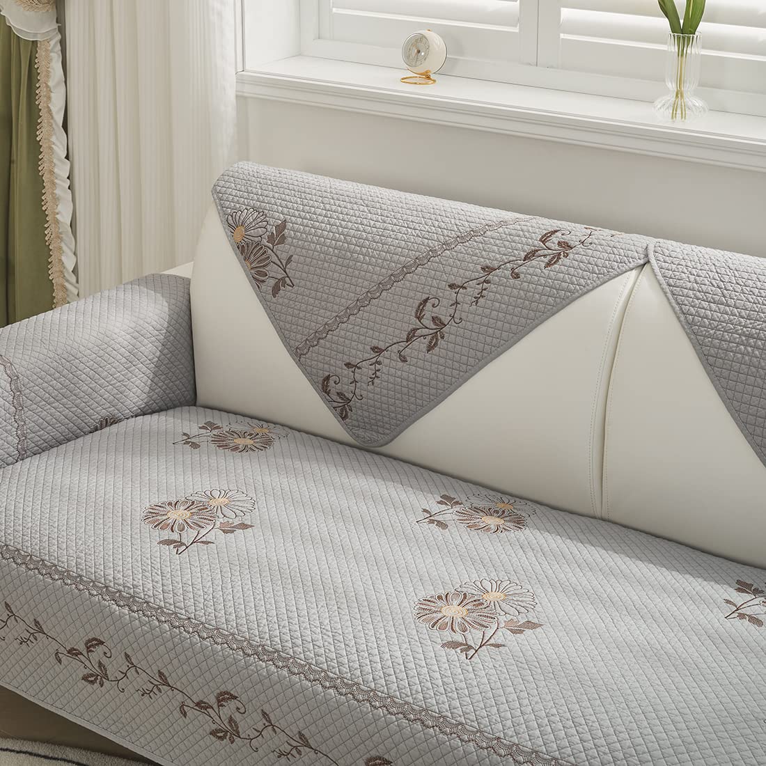 Amazon.com: vctops Farmhouse Floral Embroidery Sofa Cover