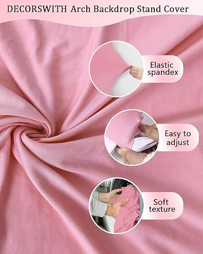 Miniatura 2 de DECORSWITH Cubierta de fondo de arco rosa, cubierta de fondo de arco de 5 pies, 6.70 oz, tela de seda de leche elástica en 4 direcciones, cubierta