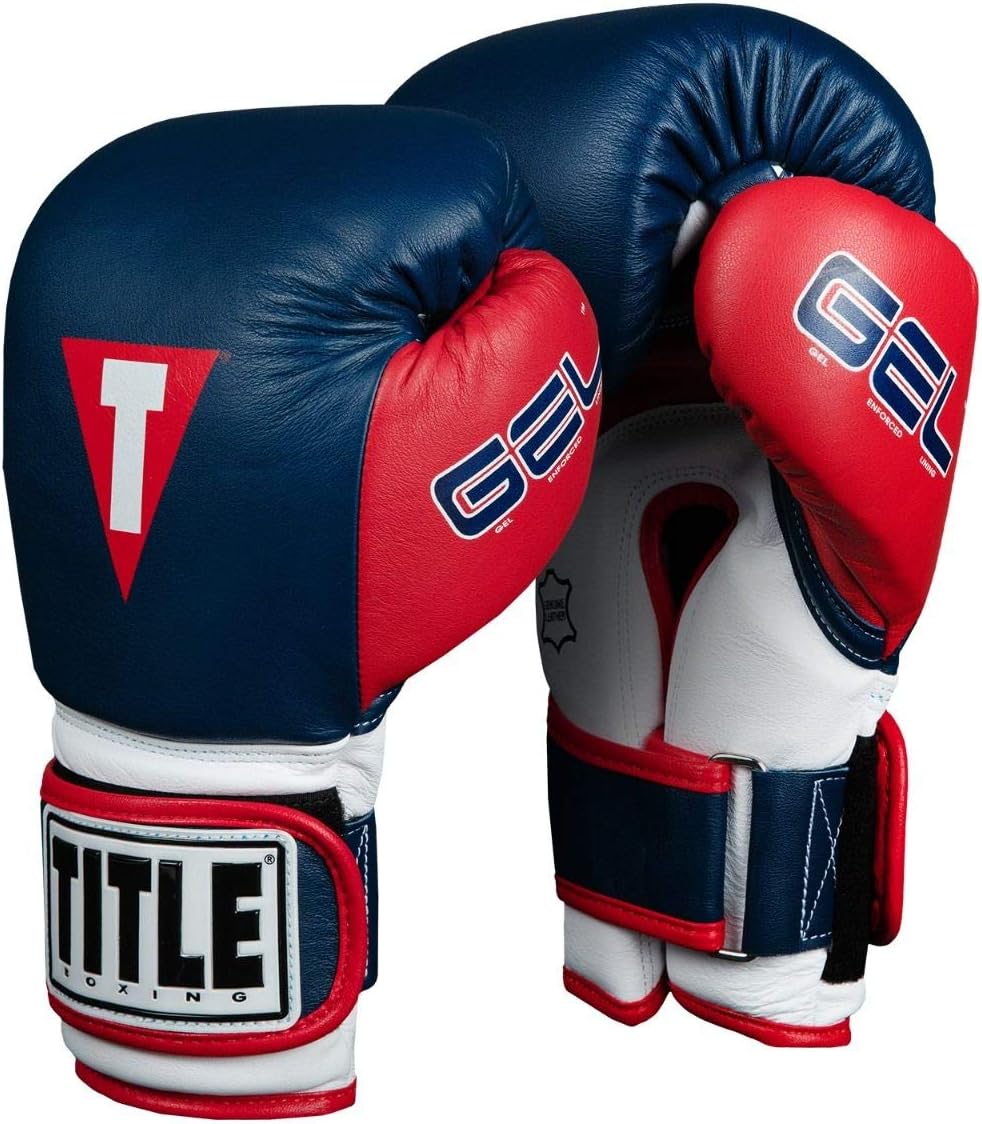 TITLE Boxing GEL World V2T Bag Gloves, Navy/Red/White