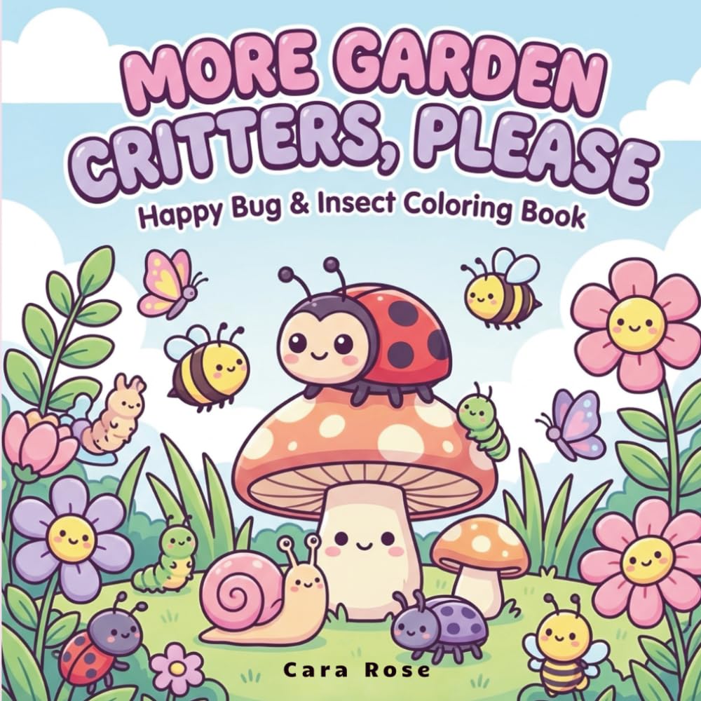 More Garden Critters, Please: 50 Cozy Kawaii Garden Critters for Relaxing Coloring