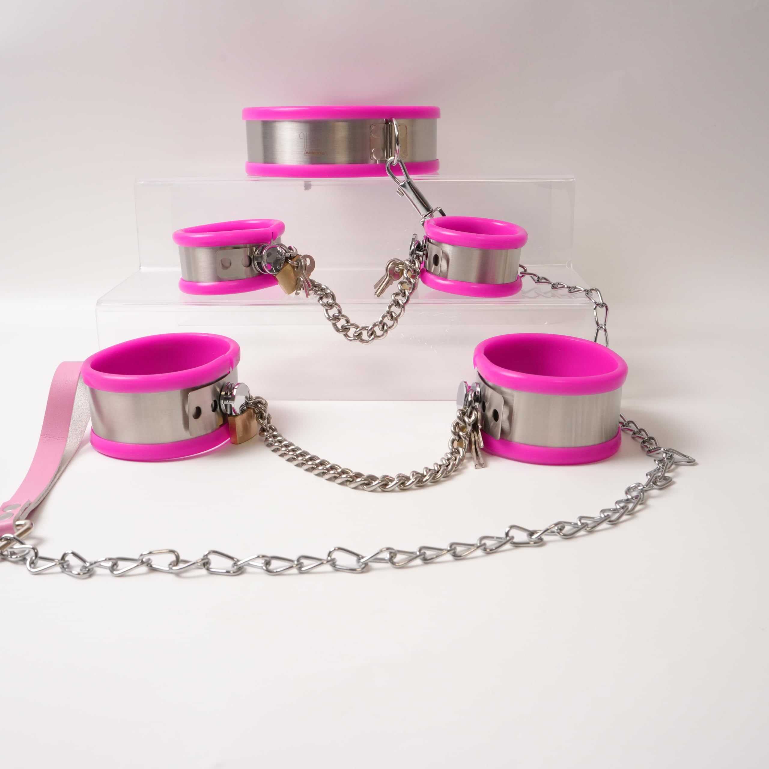Kit de contrainte BDSM Ensemble de Contention Sexuelle (3PCS, Pour femme Rose)