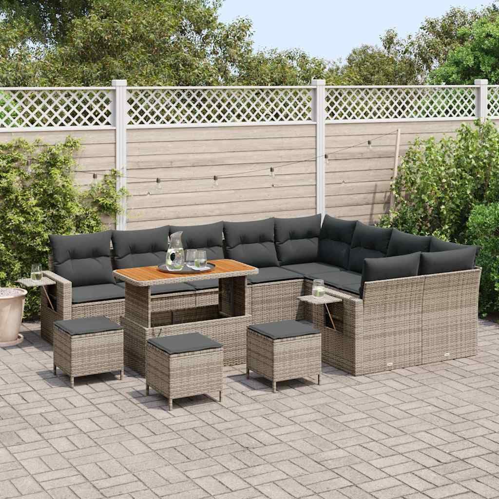 Set di divani da giardino, 13 pezzi, in polyrattan, divano angolare