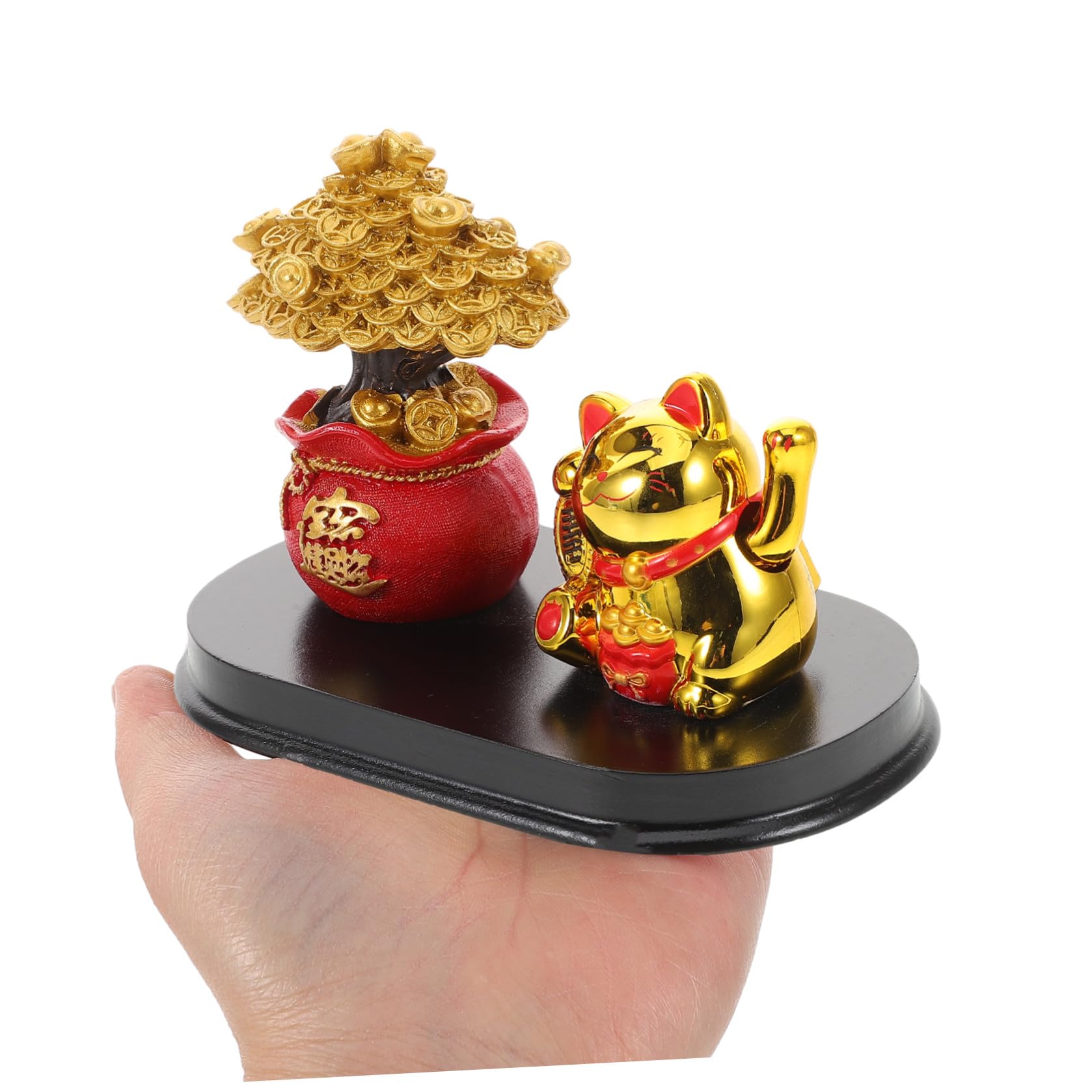 Cabilock 5 Piezas Figura de Gato Suerte Dorada para Escritorio y Coche