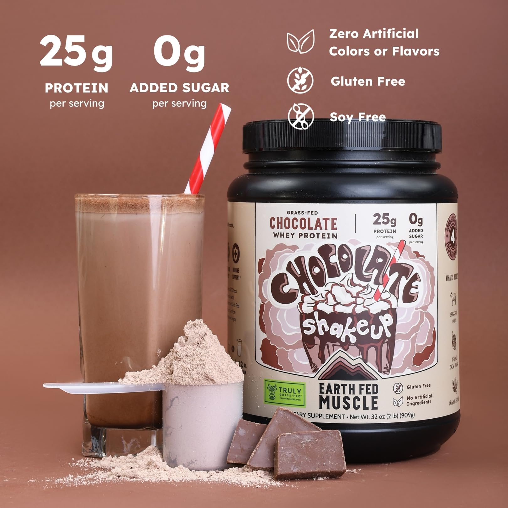 Earth Fed Muscle Chocolate Shakeup Irish Grass Fed Whey Protein Isolate — Amazon image 2