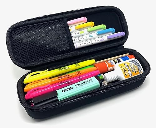 Miniatura 2 de Arber Estuche para lápices de gran capacidad  Caja organizadora simple con cremallera  Bolsa de arte delgada de lados duros para marcadores de