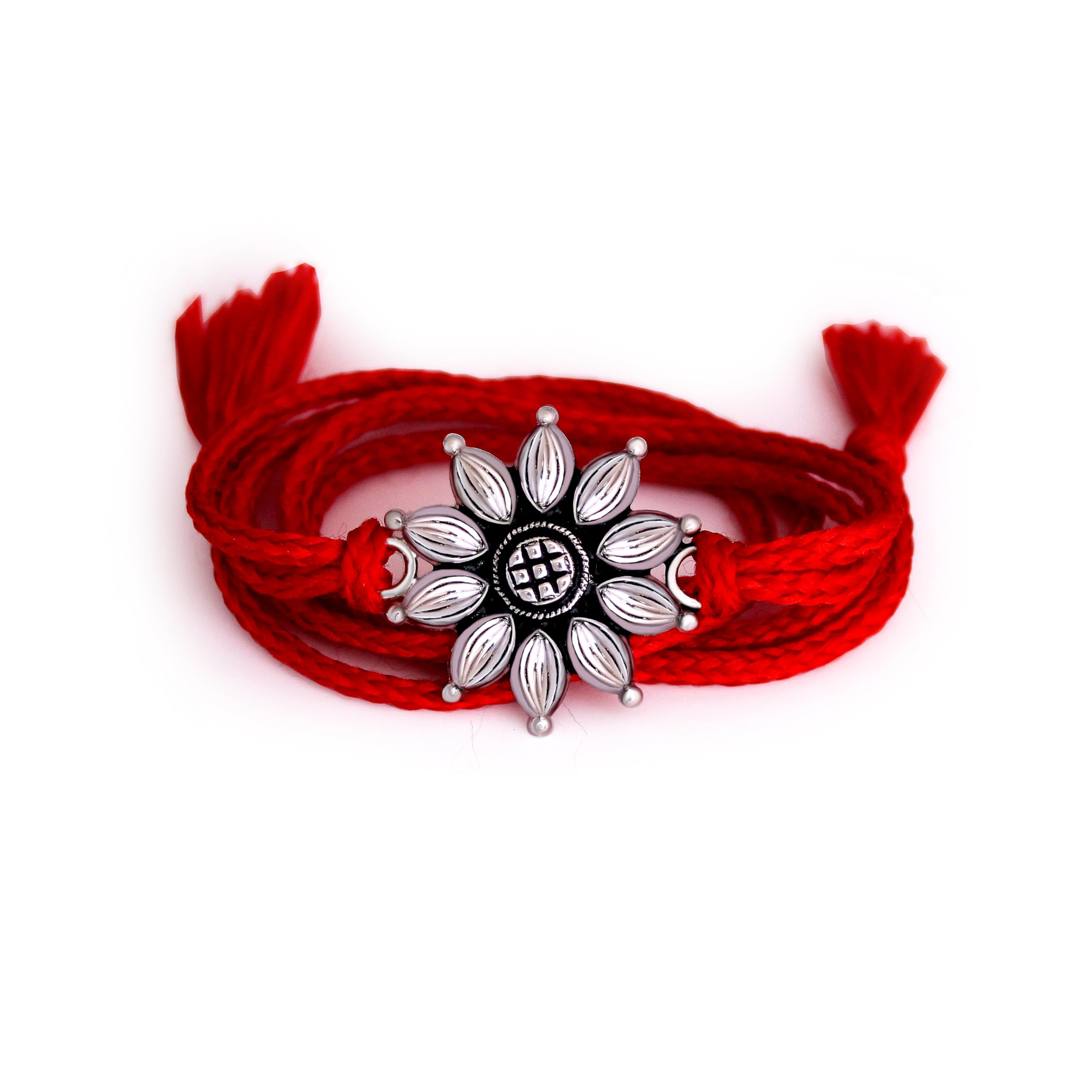 RJ R.Ronak Jewellers 99.5% Fine Silver Best Sunflower Rakhi For Brother with Roli Chawal (kumkum) (B0D5BDVB4L) Amazon Price History, Amazon Price Tracker